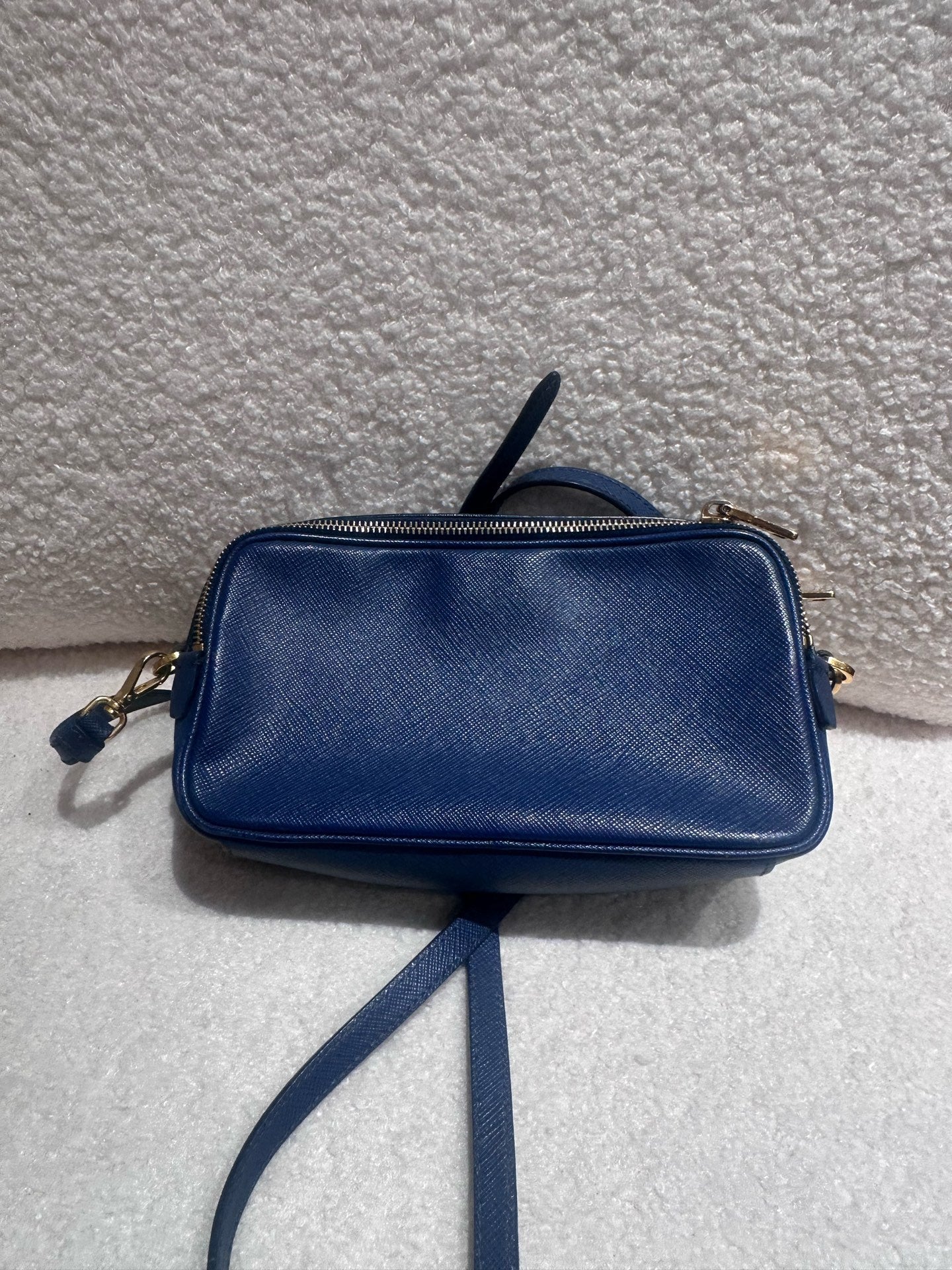 Prada - Saffiano Mini Camera Bag - Saffiano leather - Navy - (mini)