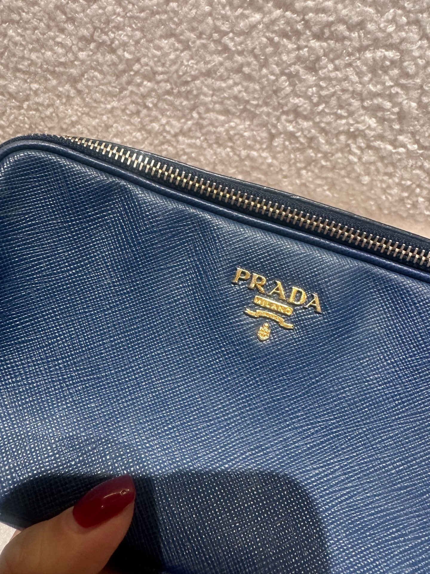 Prada - Saffiano Mini Camera Bag - Saffiano leather - Navy - (mini)