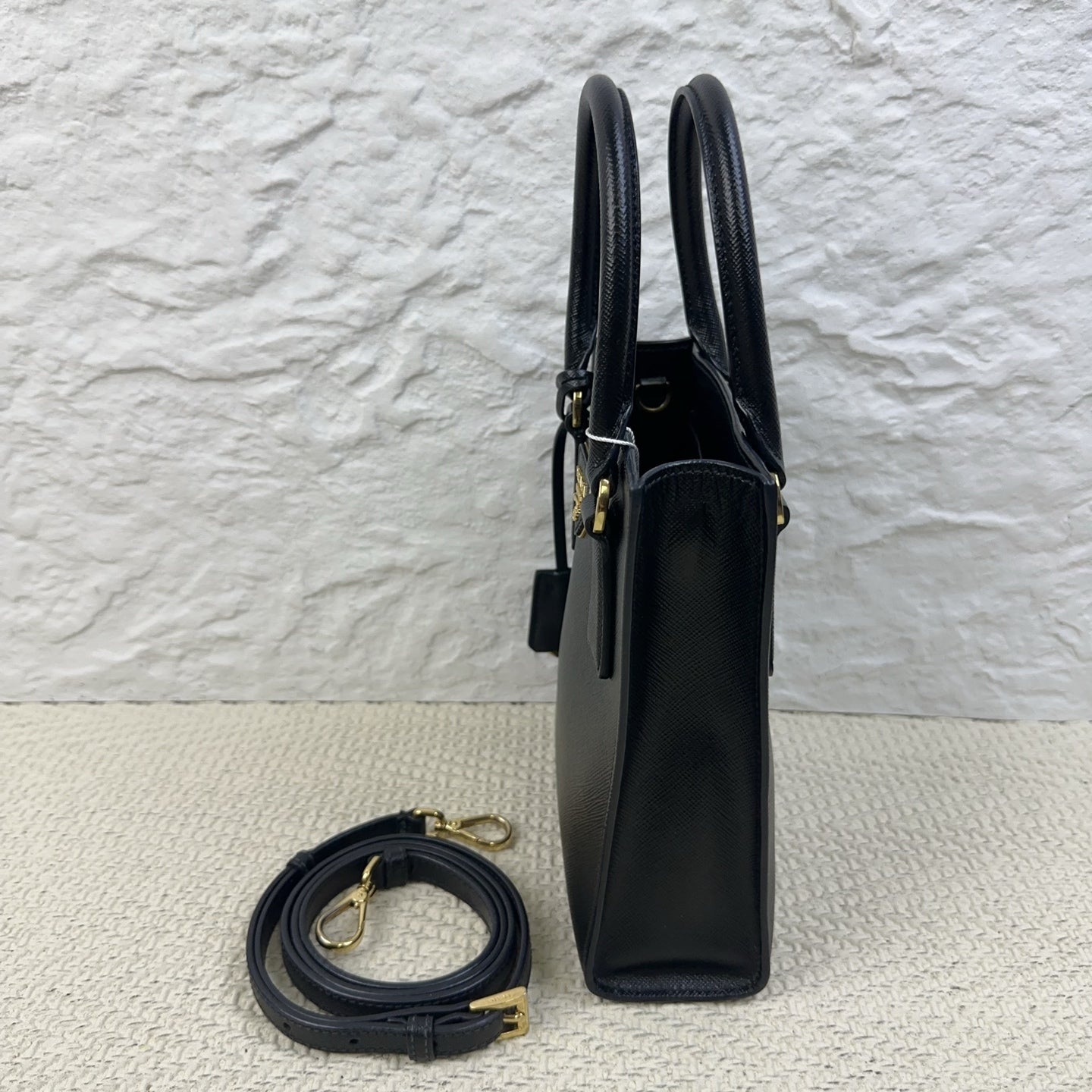 Prada - Saffiano Tote Bag Mini - Leather - Black - (mini)