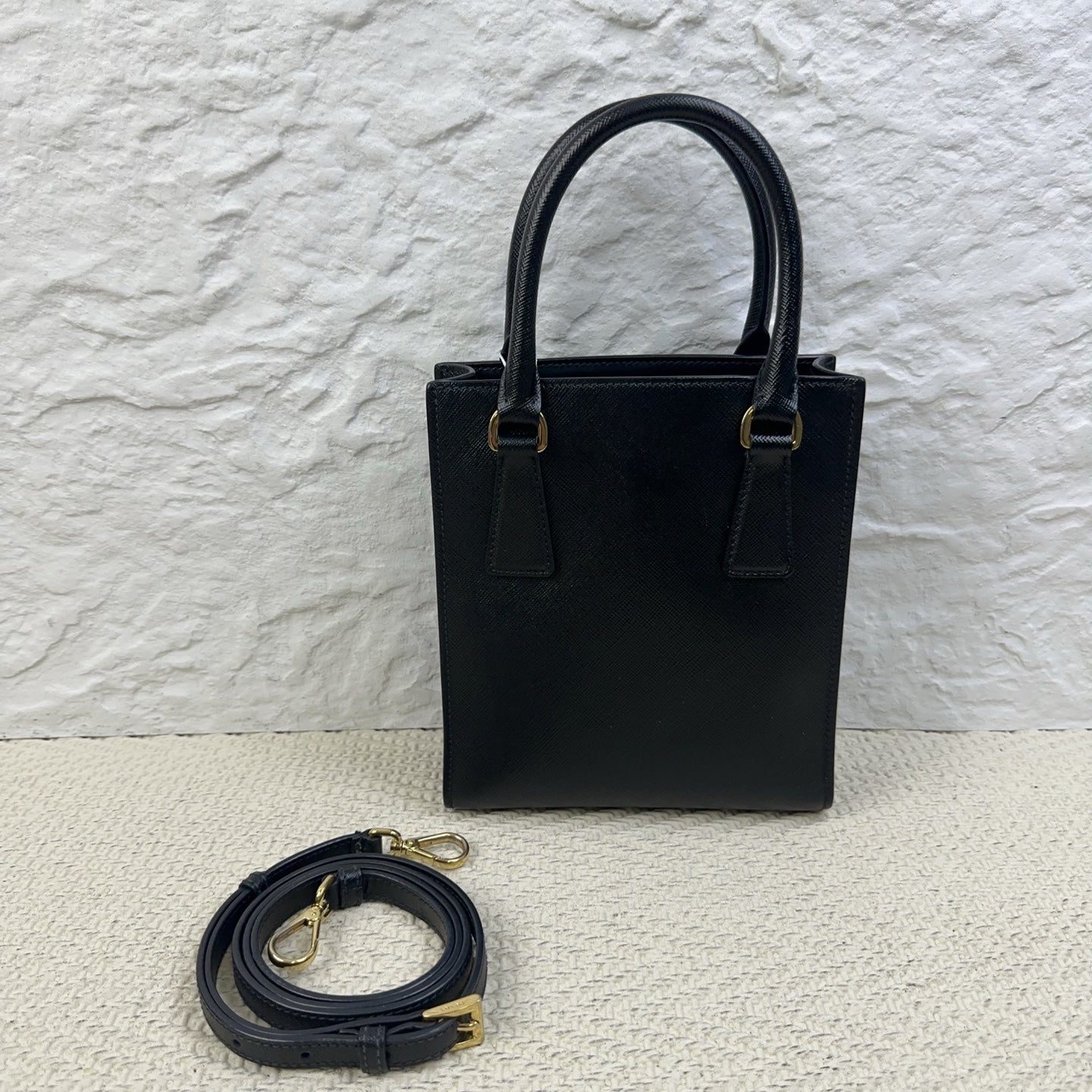 Prada - Saffiano Tote Bag Mini - Leather - Black - (mini)