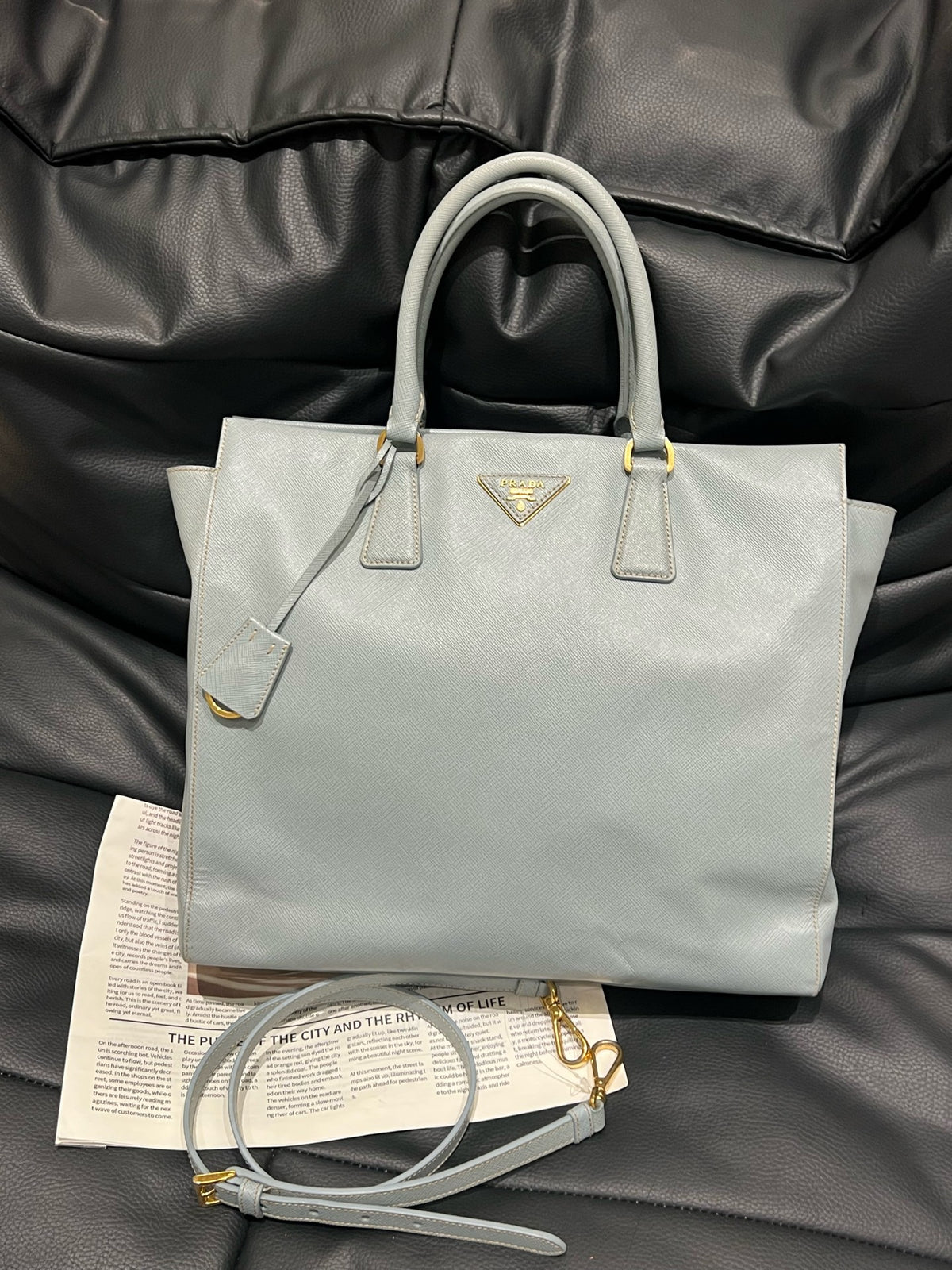 Prada - Saffiano Tote - Leather - Blue - (Large)