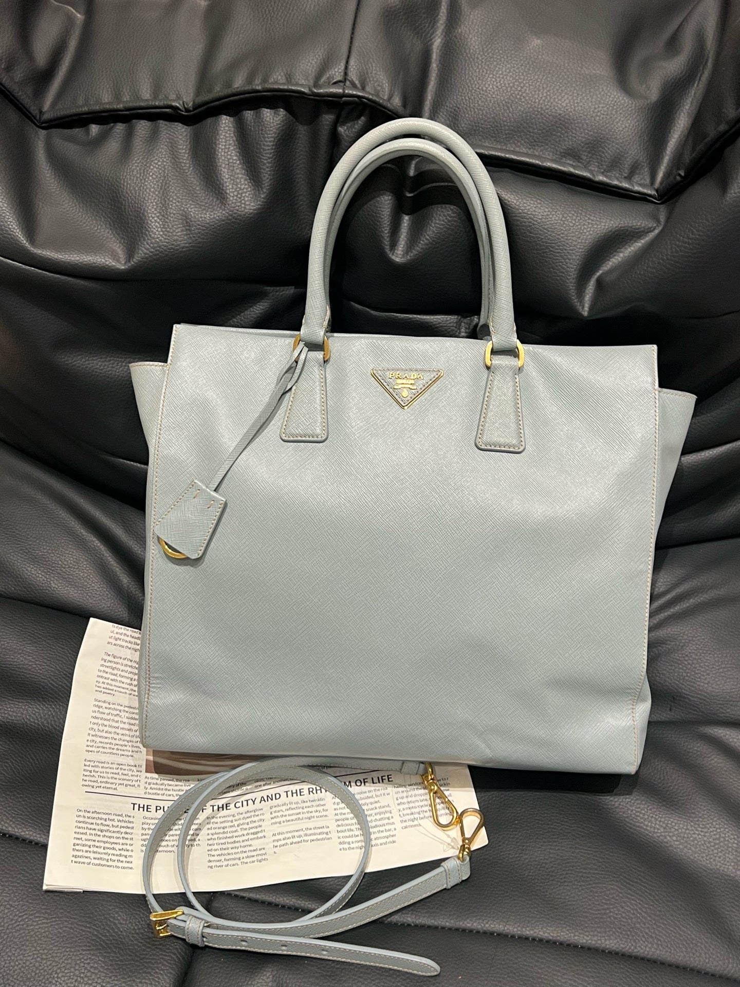 Prada - Saffiano Tote - Leather - Blue - (Large)