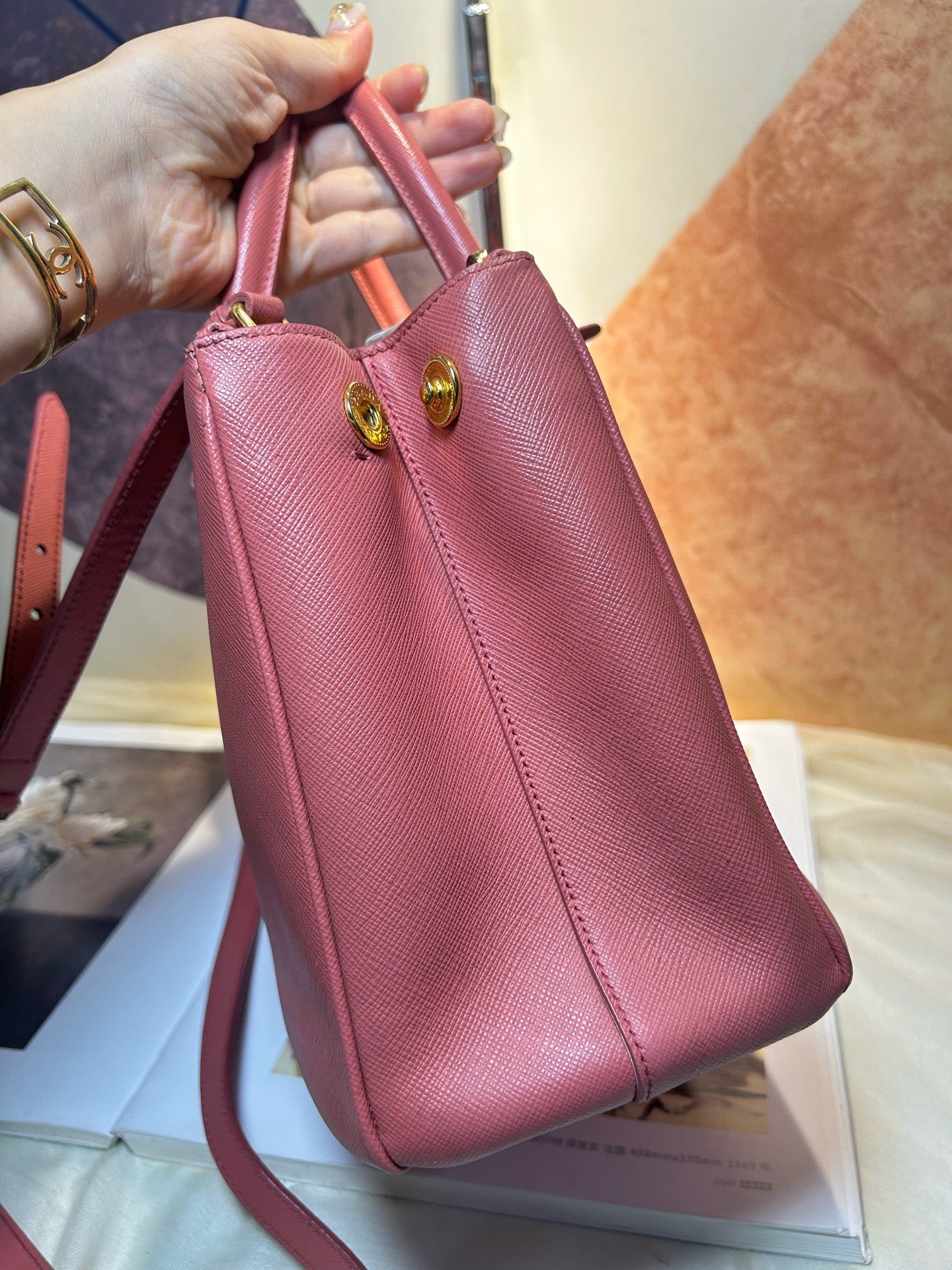 Prada - Saffiano Tote - Leather - Pink - (small)