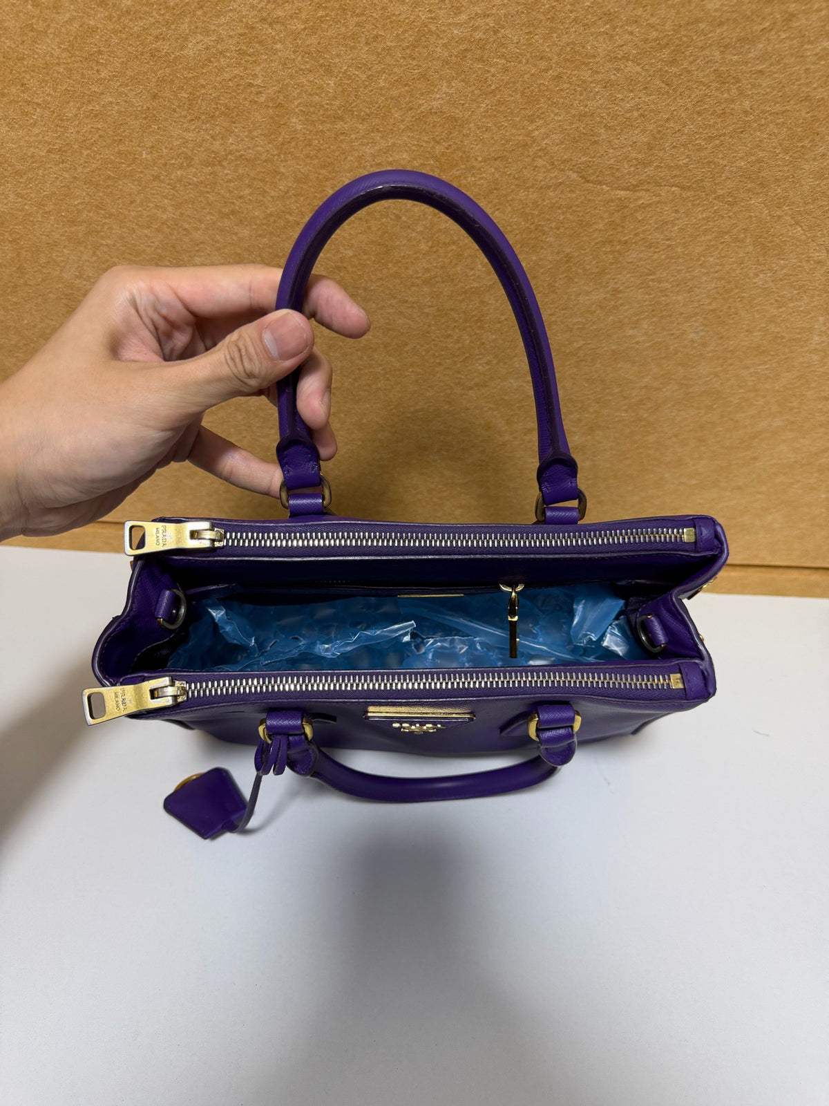 Prada - Saffiano Tote - Leather - Purple - (small)
