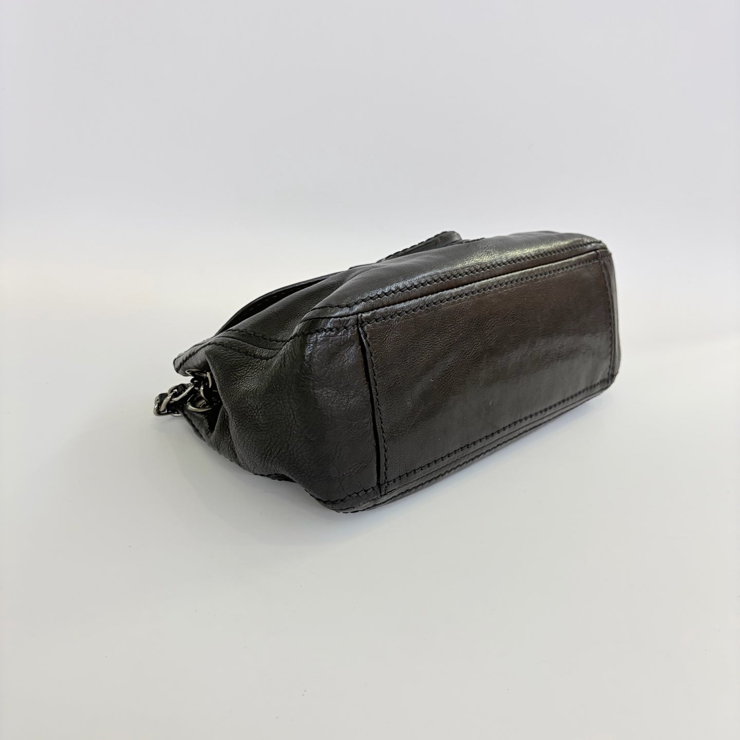Prada - Shield flap crossbody bag - Leather - Black - (Other)