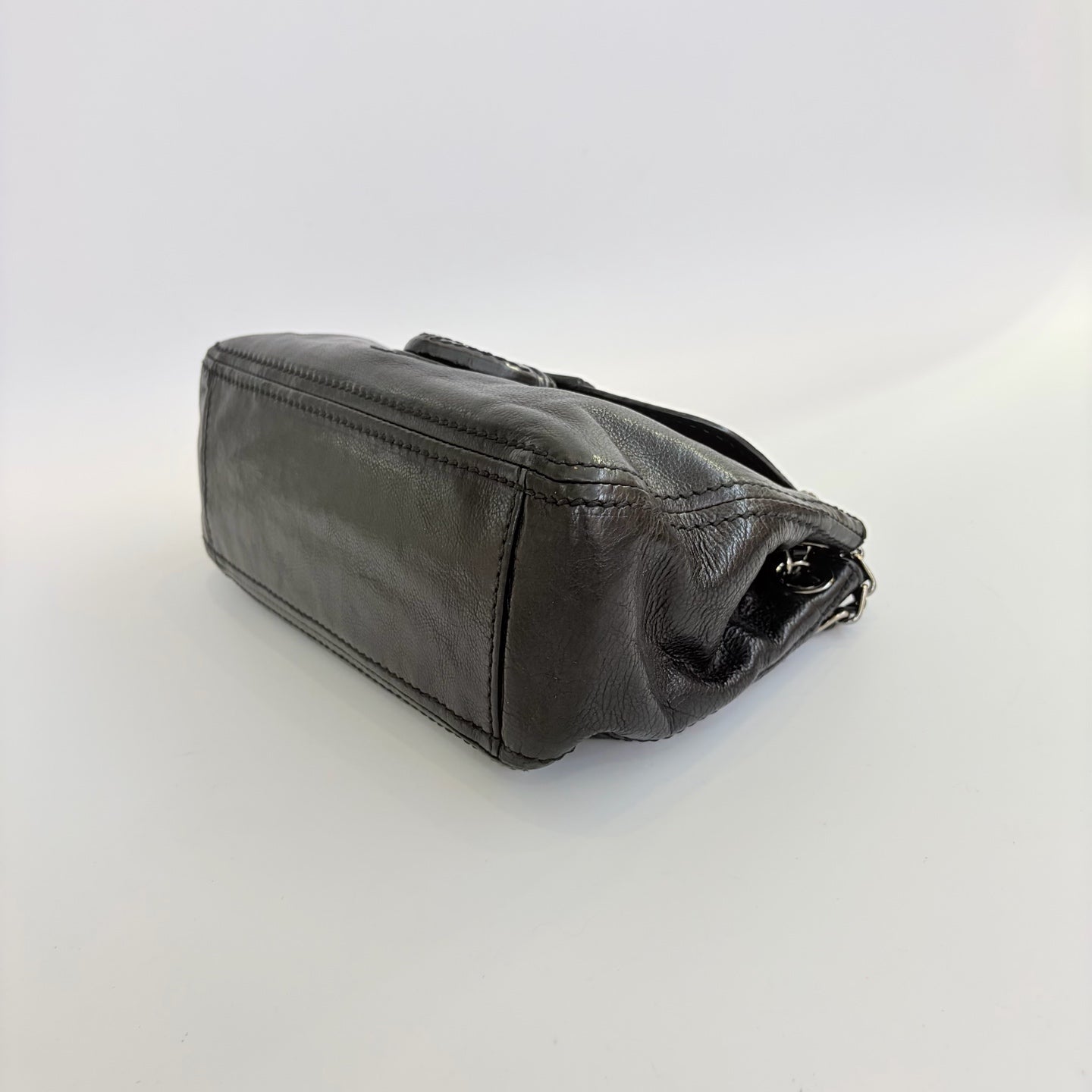 Prada - Shield flap crossbody bag - Leather - Black - (Other)
