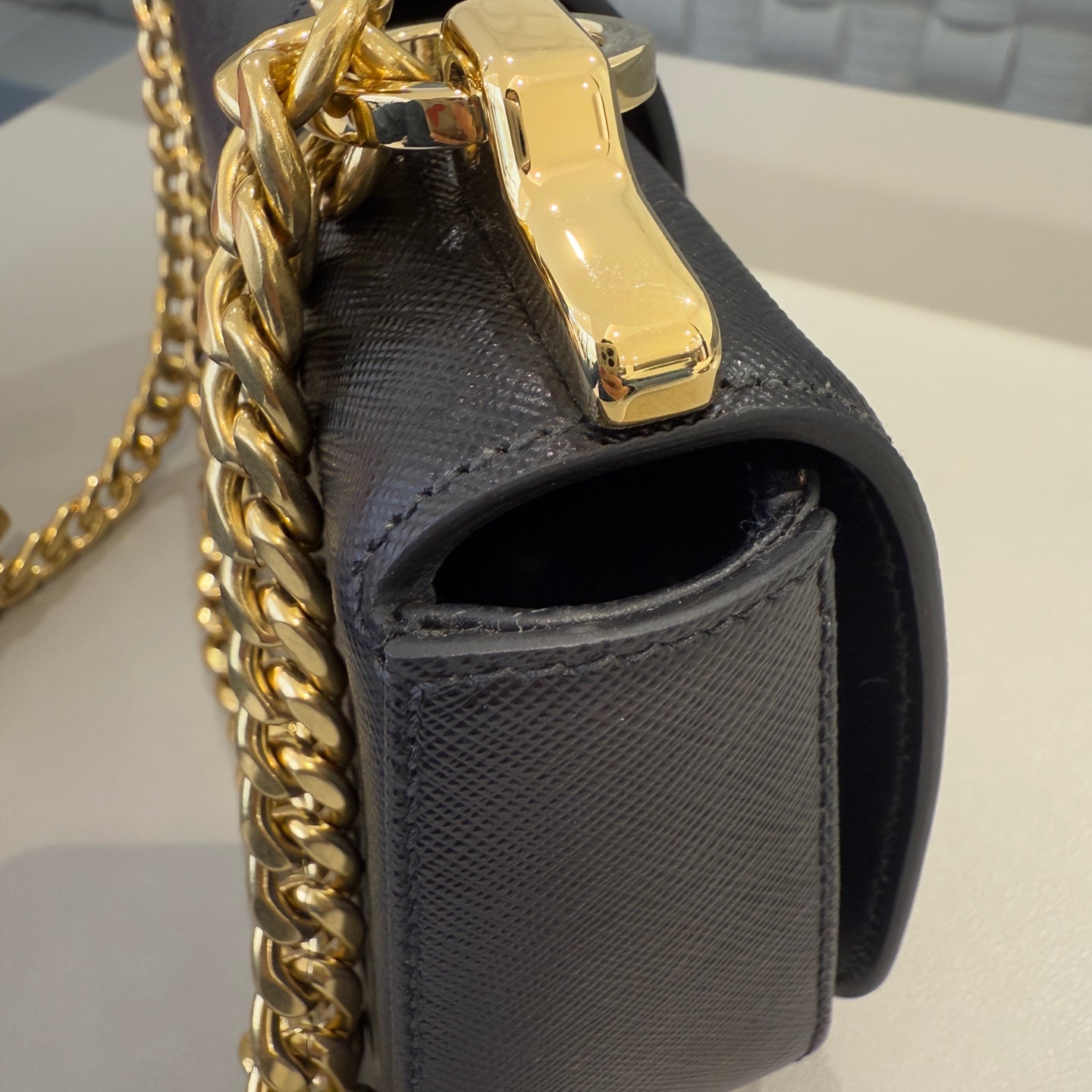 Prada - Sidonie - Saffiano calfskin leather - Black with Gold-Tone Hardware - (Mini)