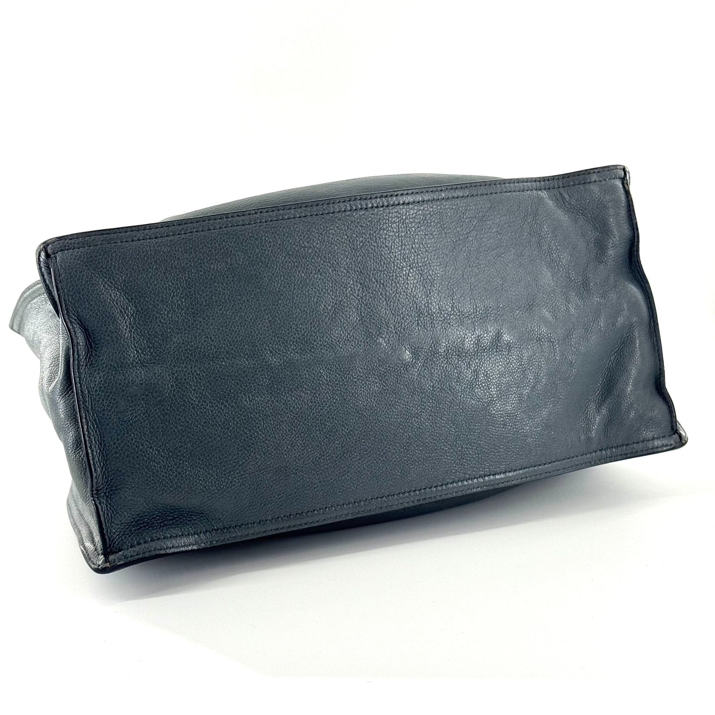 Prada - Soft Leather Tote - Pebbled leather - Blue-Grey - (Medium)