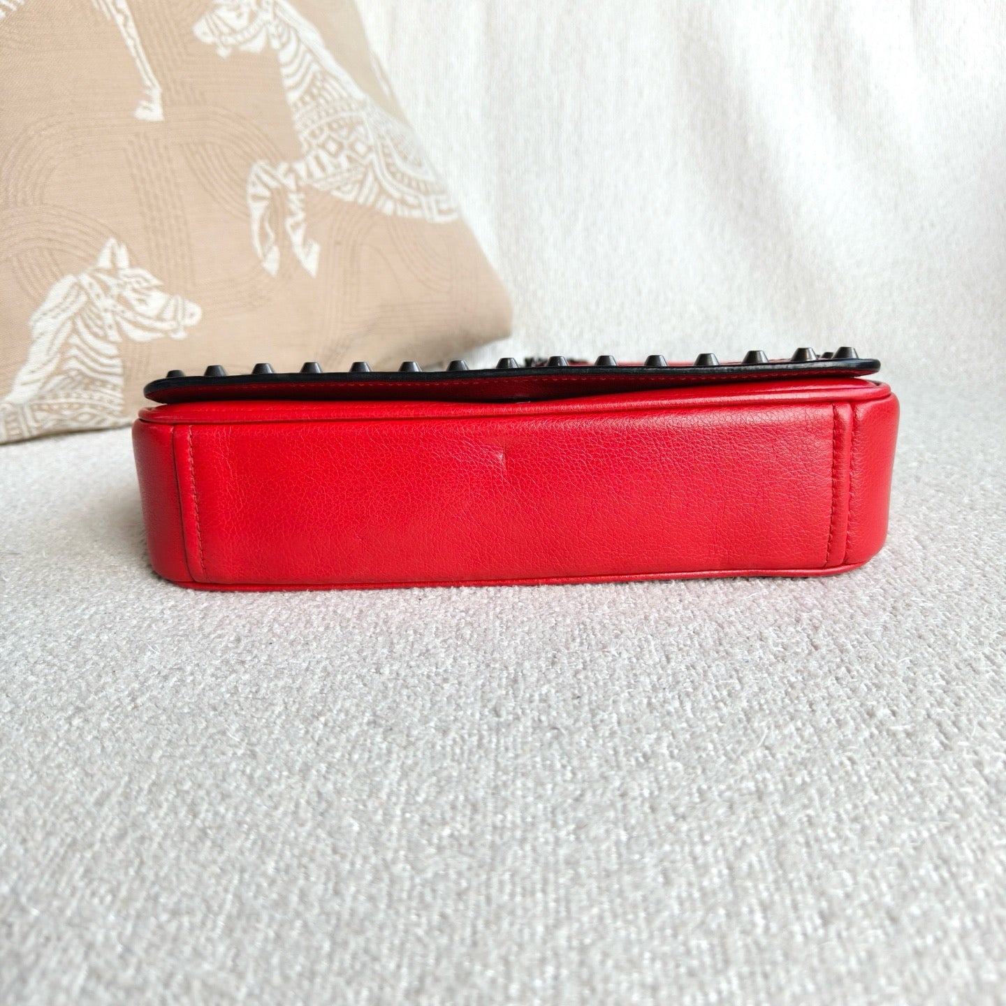Prada - Studded Flap Chain Shoulder Bag (CF9803) - Cowhide leather - Red - (small)