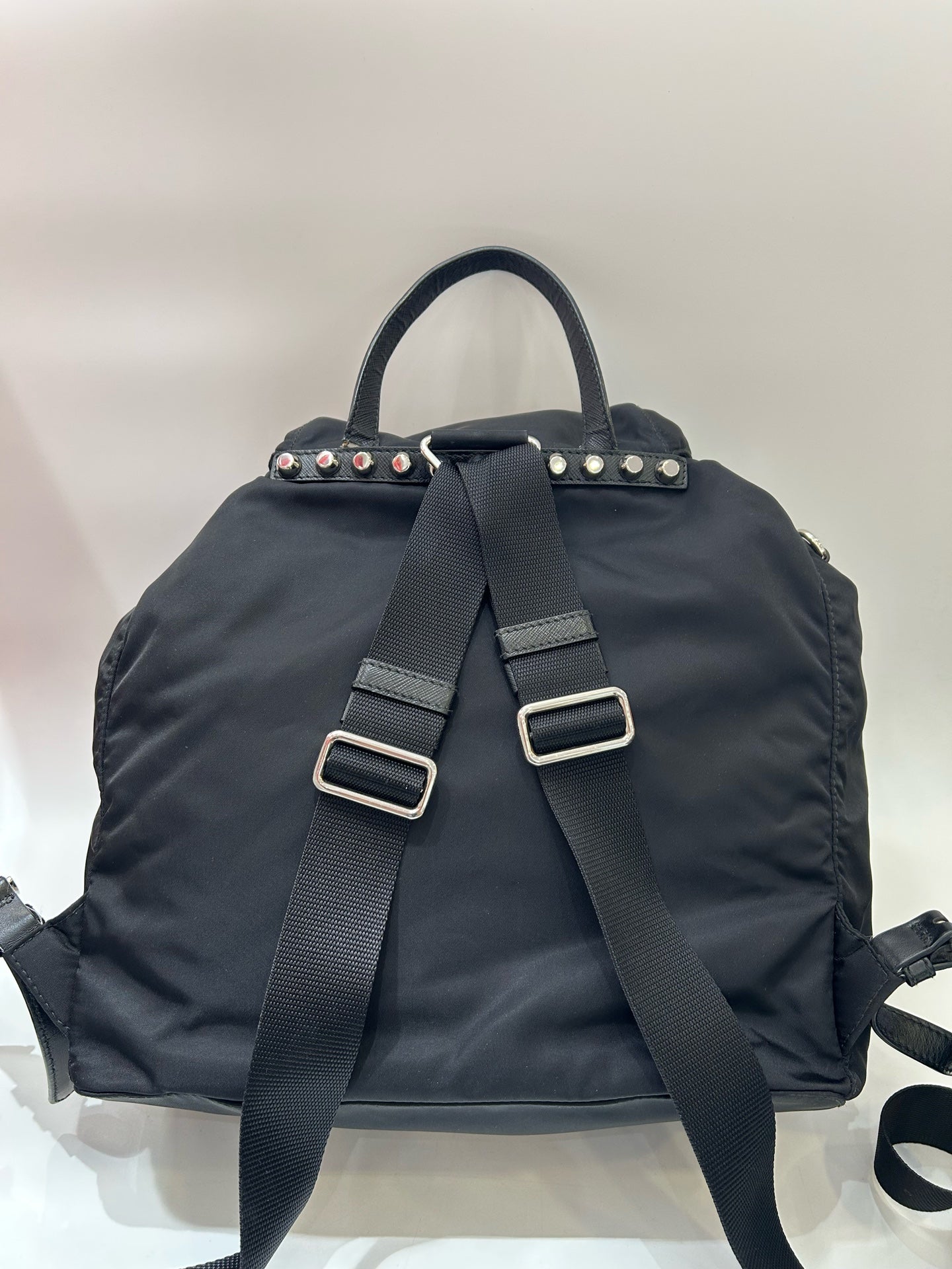 Prada - Studded Vela Backpack - Polyamide - Black - (medium)