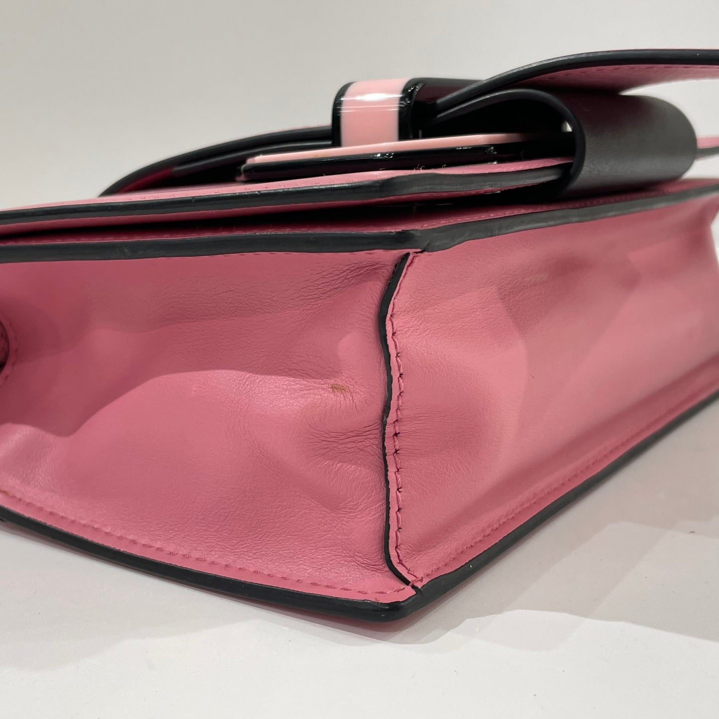 Prada - Tongue Flap Bag - Leather - Pink - (mini)