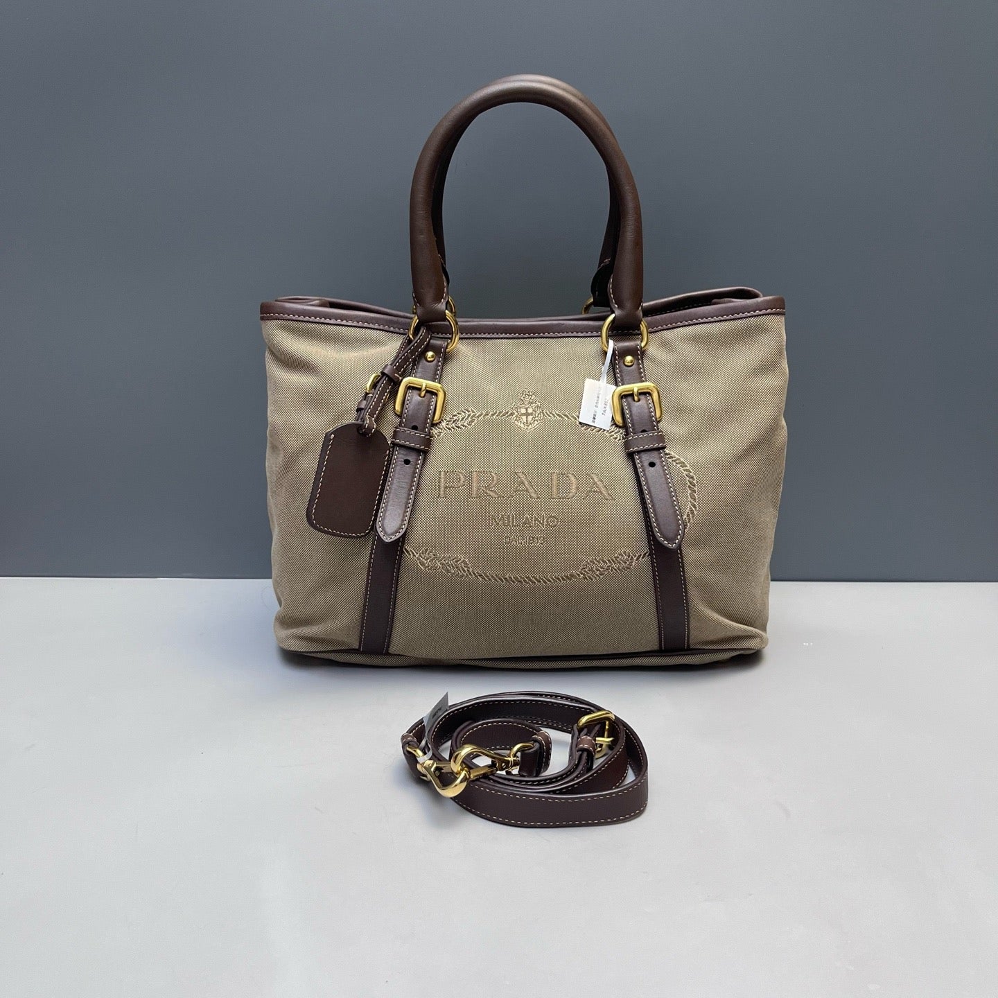 Prada - Tote Bag - Cloth - Beige - (Medium)