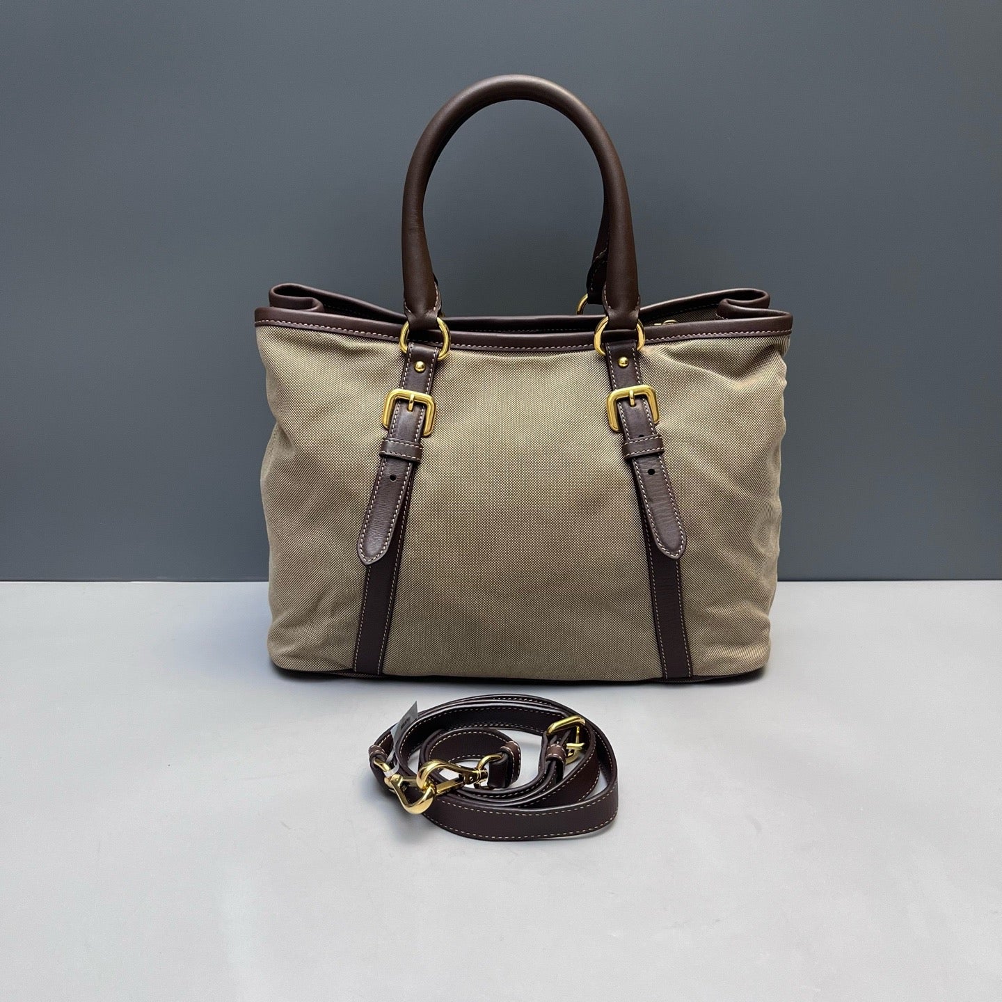 Prada - Tote Bag - Cloth - Beige - (Medium)