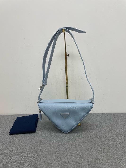 Prada - Triangle Bag - Leather - Blue - (mini)