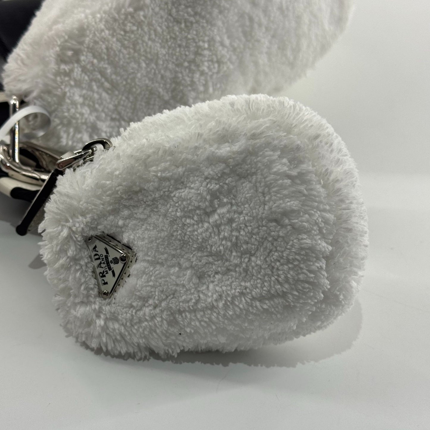 Prada - Triangle bag - Plush terry cloth - White with Black accents - (mini)