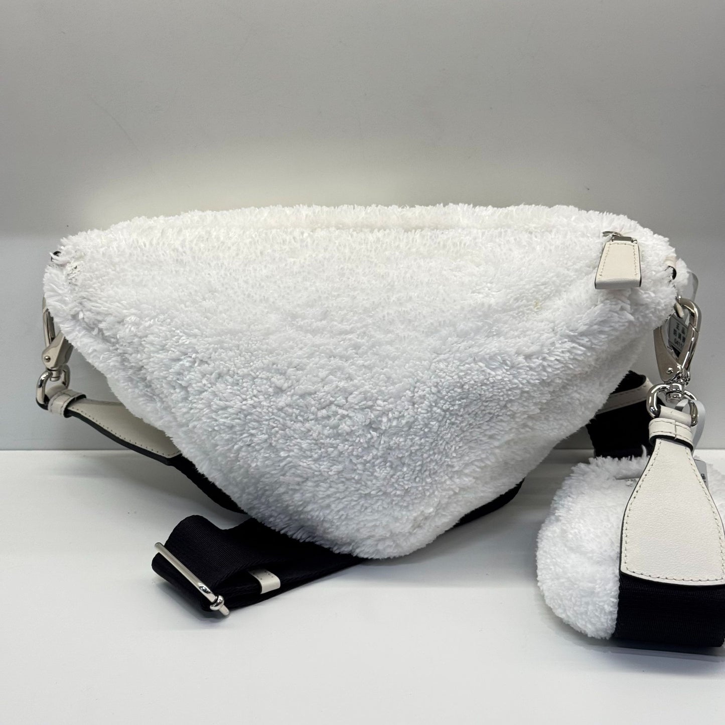 Prada - Triangle bag - Plush terry cloth - White with Black accents - (mini)