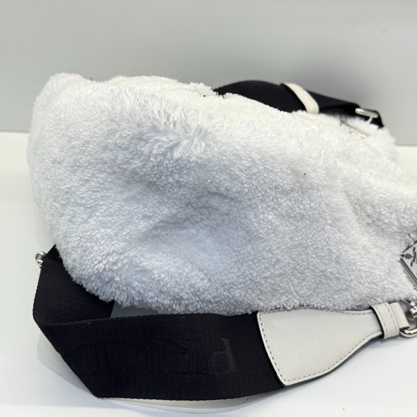 Prada - Triangle bag - Plush terry cloth - White with Black accents - (mini)