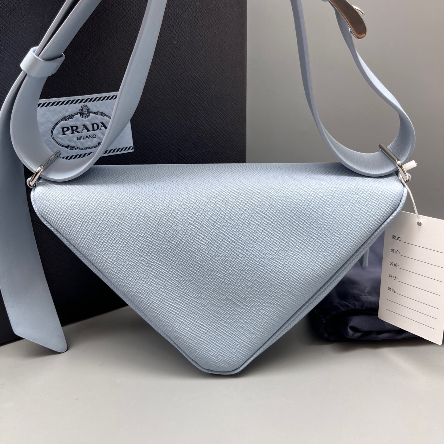 Prada - Triangle Bag - Saffiano leather - Light Blue with Silver-Tone Hardware - (mini)