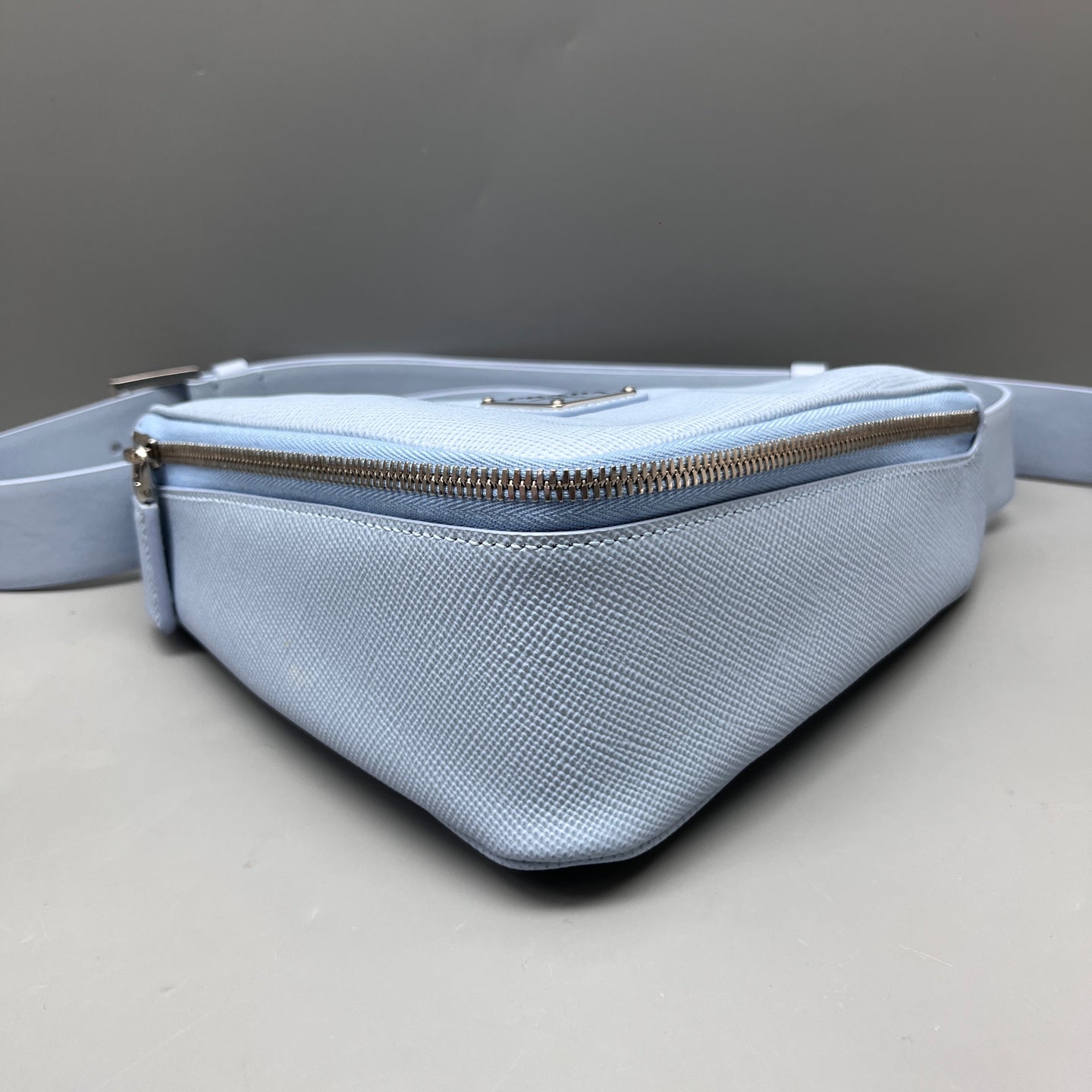 Prada - Triangle Bag - Saffiano leather - Light Blue with Silver-Tone Hardware - (mini)
