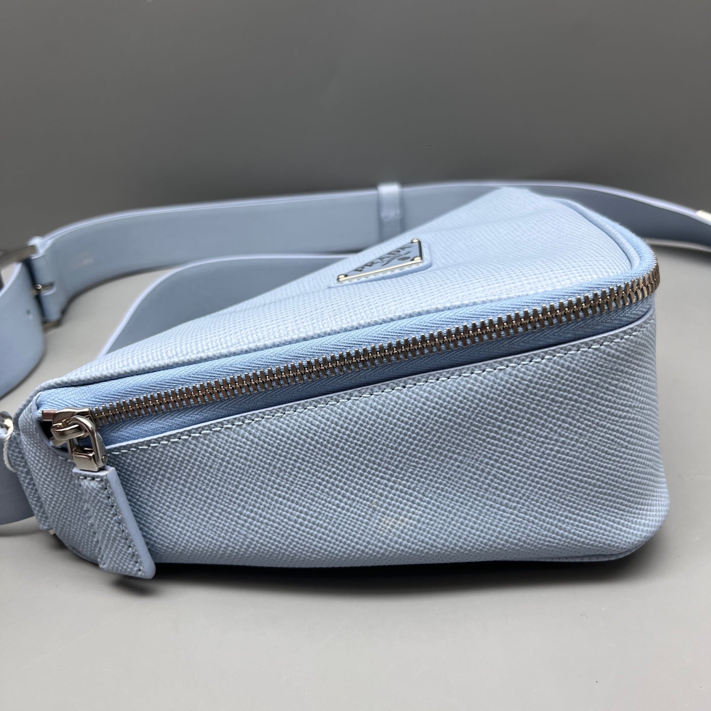 Prada - Triangle Bag - Saffiano leather - Light Blue with Silver-Tone Hardware - (mini)
