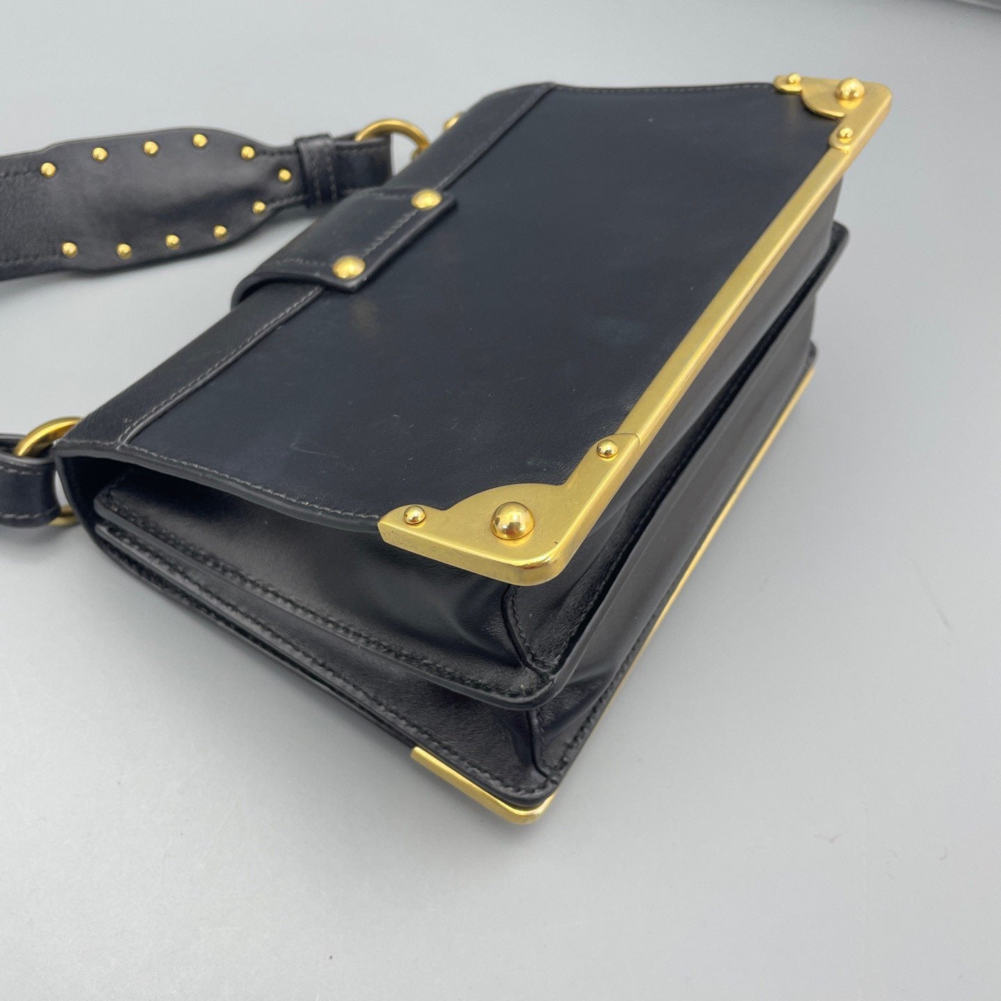 Prada - Trunk Bag - Saffiano leather and smooth leather - Black with Gold-Tone Hardware - (small)