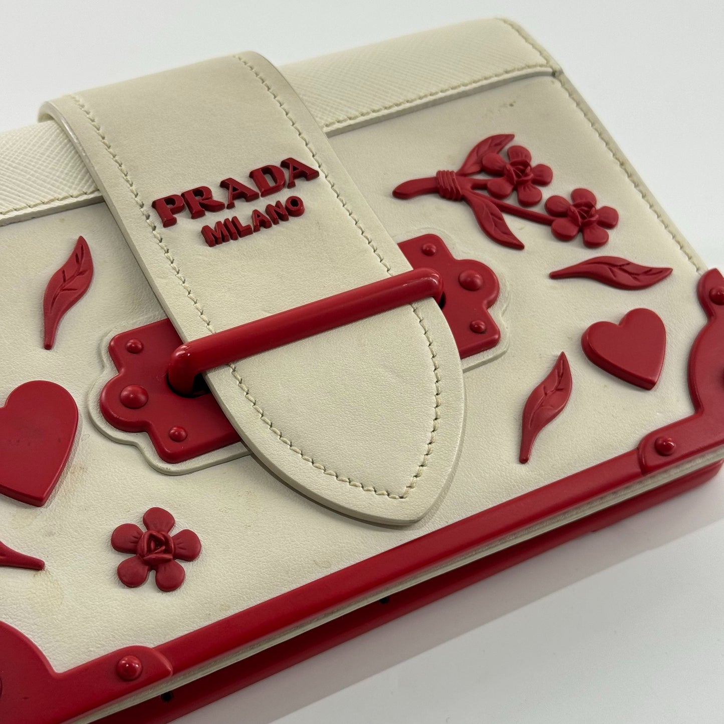 Prada - Valentine's Day Limited Edition Palace Box Bag - Leather - White - (mini)