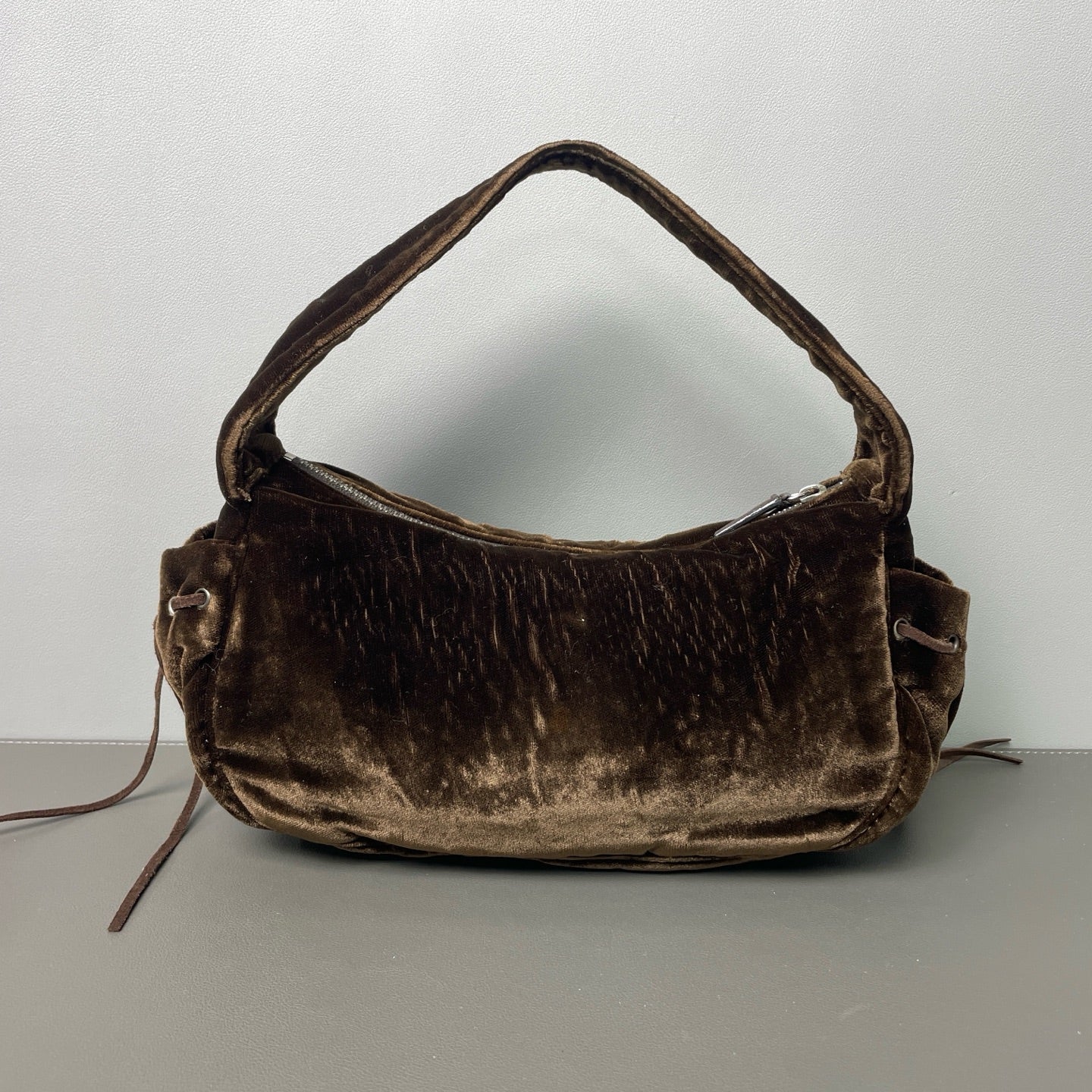 Prada - Velvet Cloud Dumpling Bag - Brushed velvet - Brown - (small)