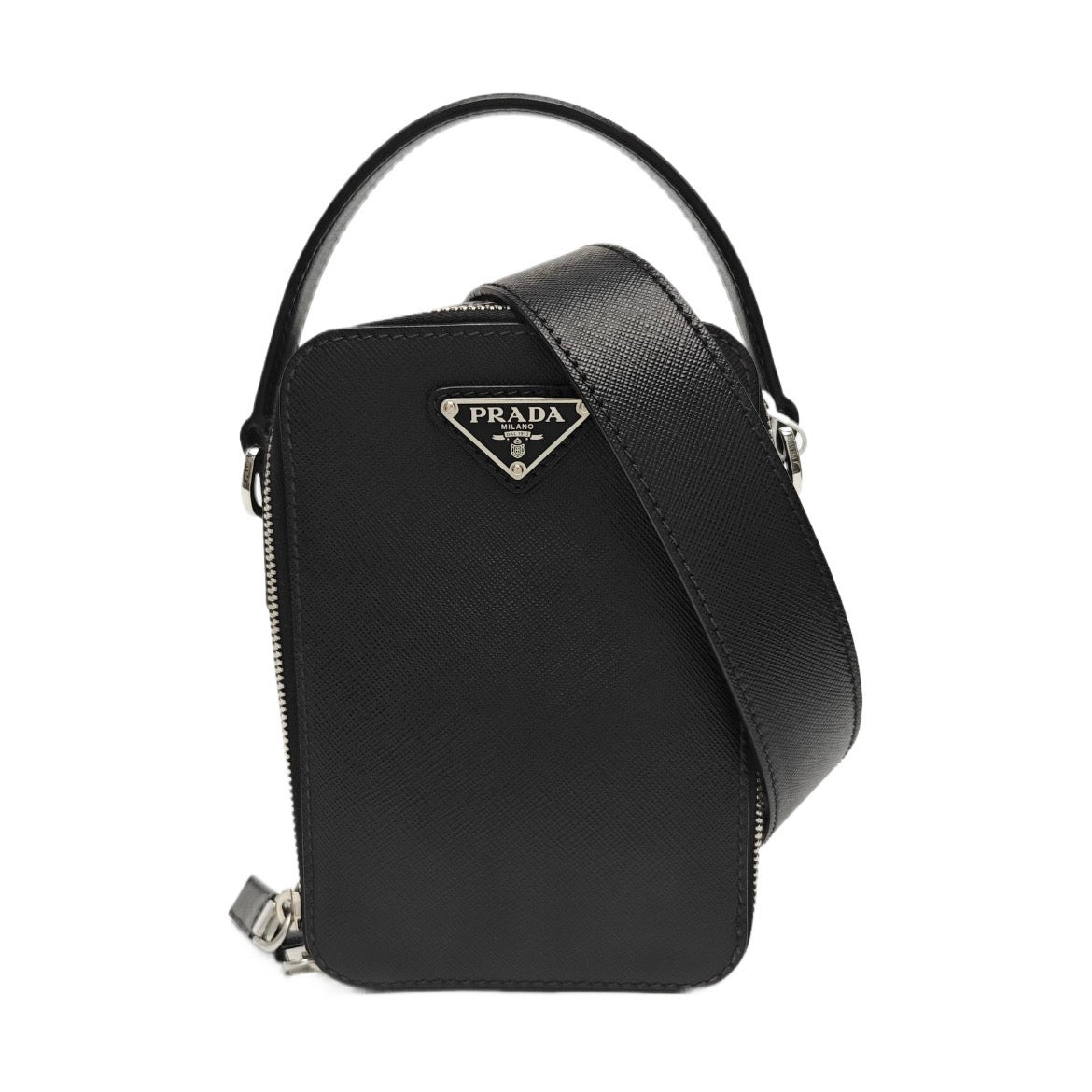 Prada - Vertical Camera Bag - Leather - Black - (mini)