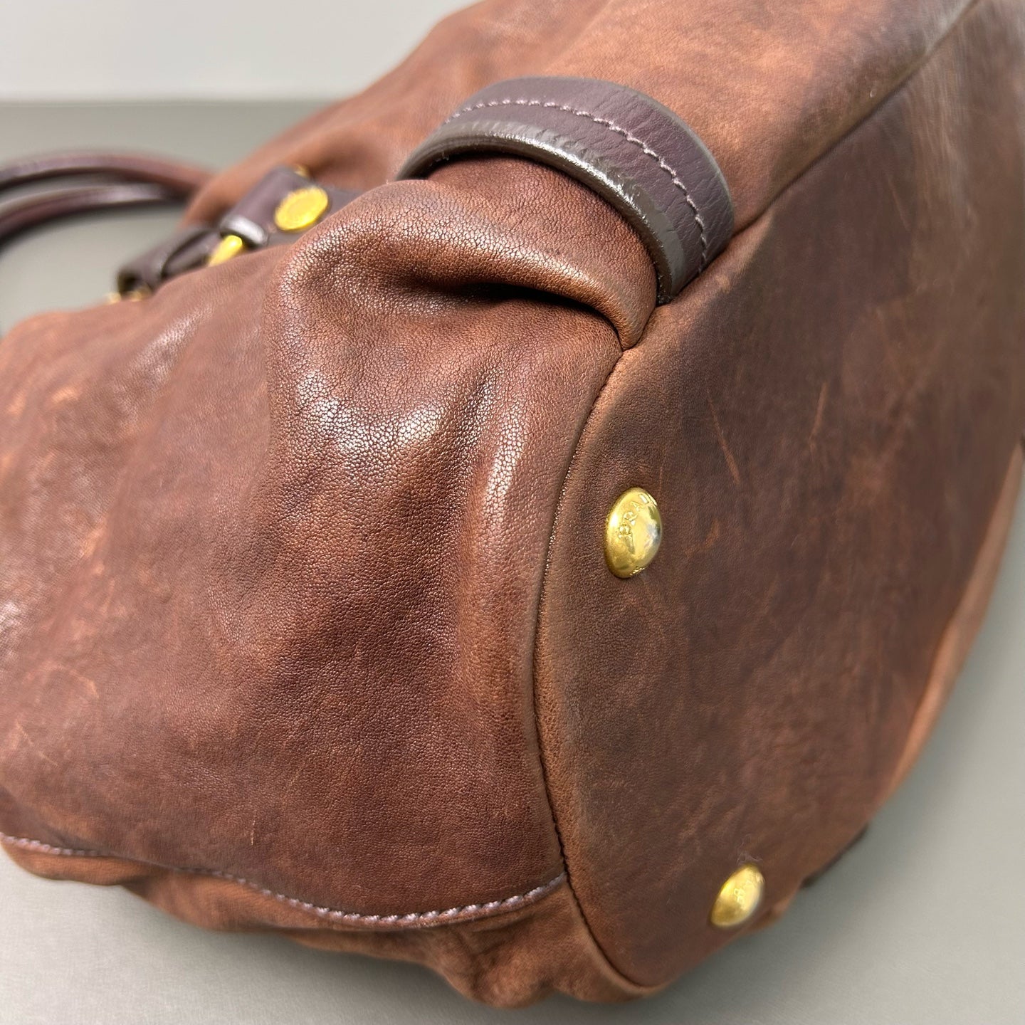 Prada - Vintage Gathered Buckle Tote - Leather - Brown - (large)