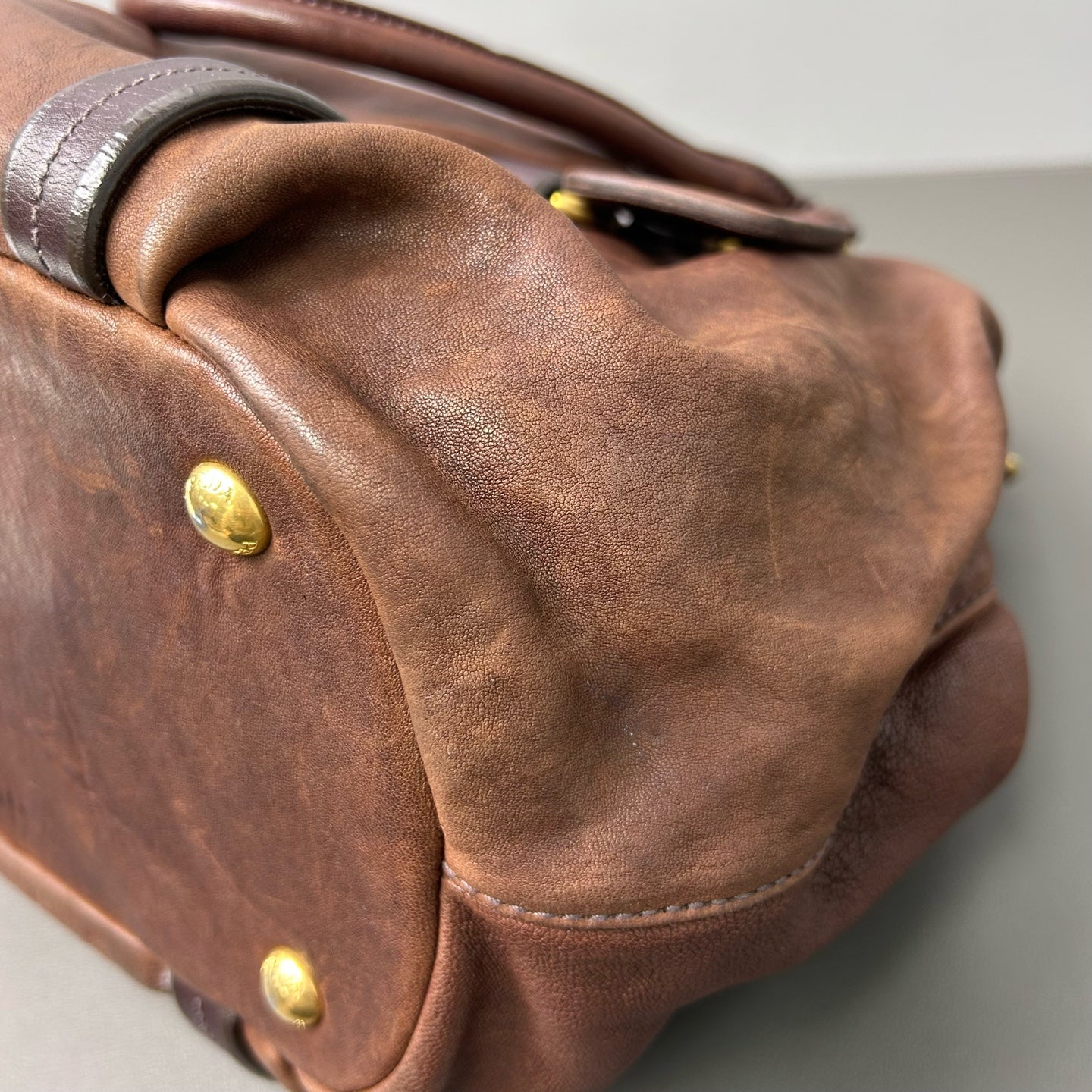 Prada - Vintage Gathered Buckle Tote - Leather - Brown - (large)