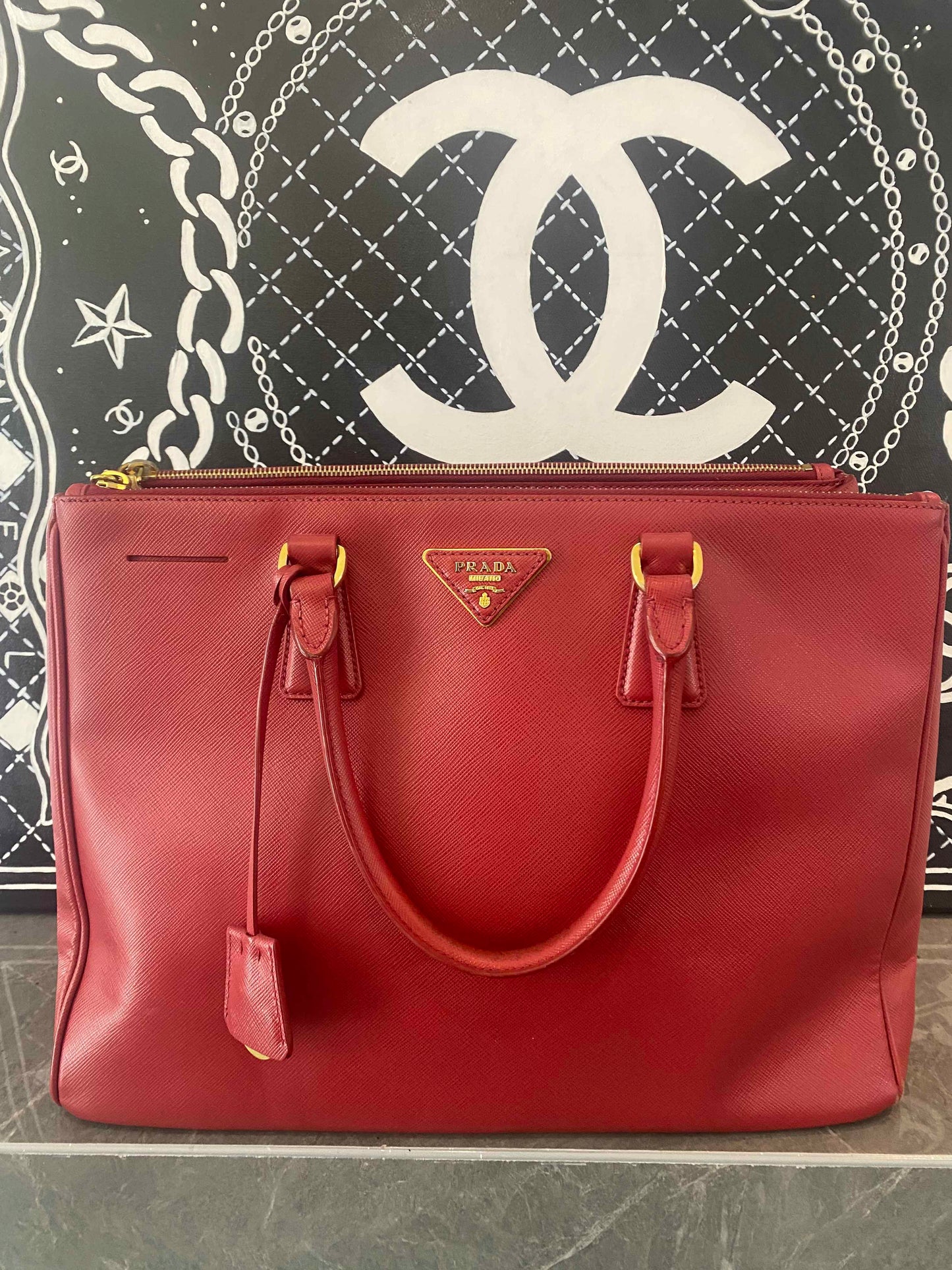 Prada - Vitello Daino Tote - Leather - Red - (large)