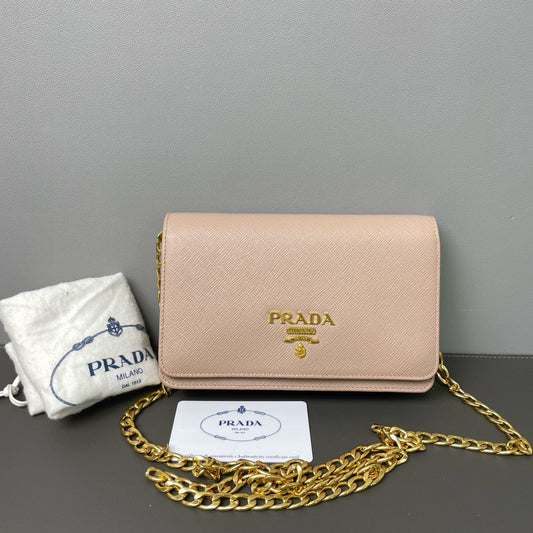Prada - Wallet on Chain - Saffiano leather - Pink - (mini)