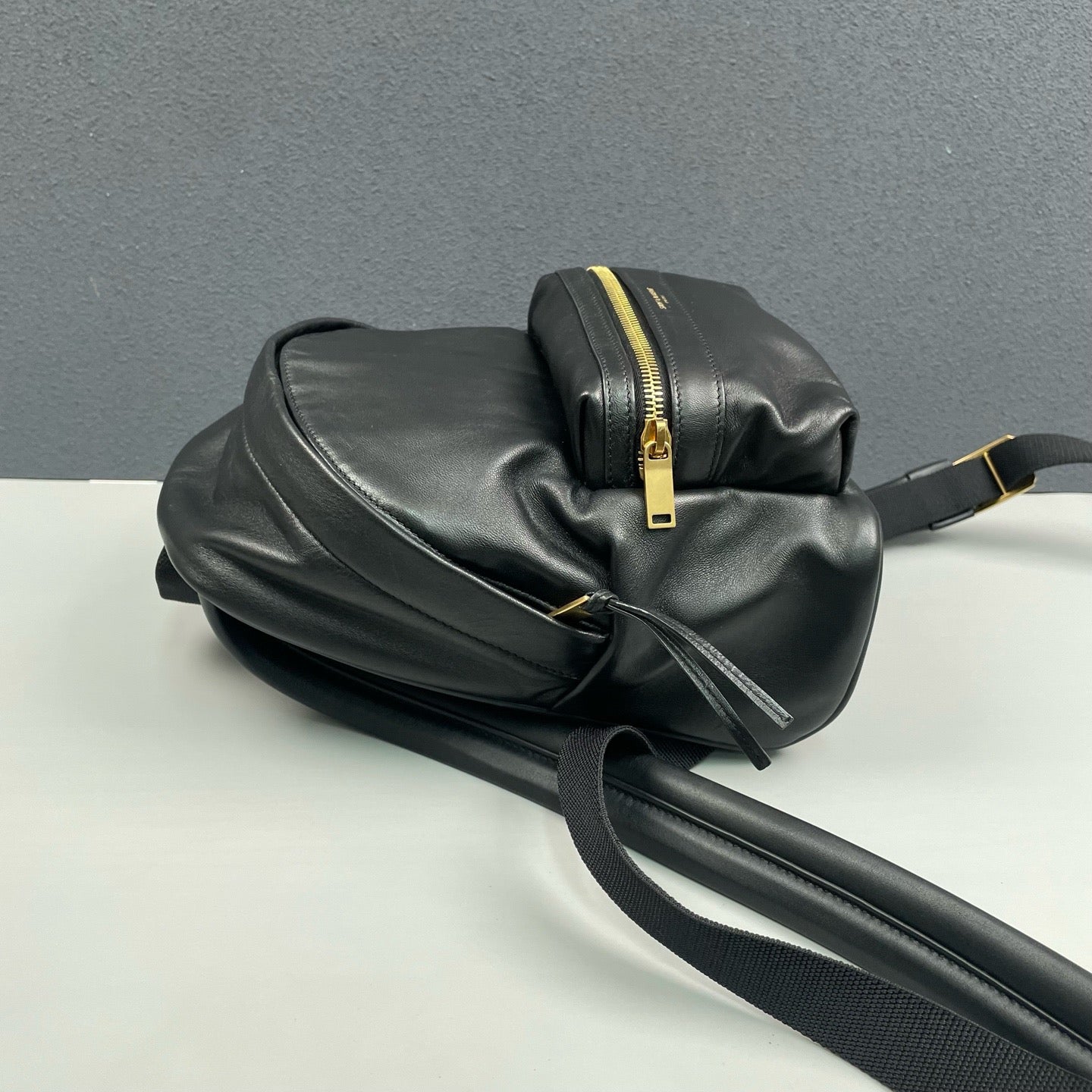 Saint Laurent - Backpack - Leather and canvas - Black - (mini)