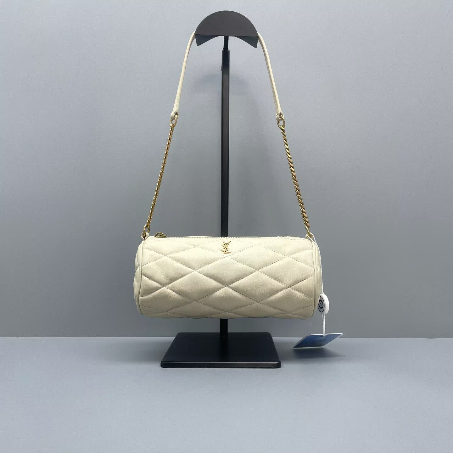 Saint Laurent - Barrel Bag - Quilted leather - White with Gold-Tone Hardware - (mini)