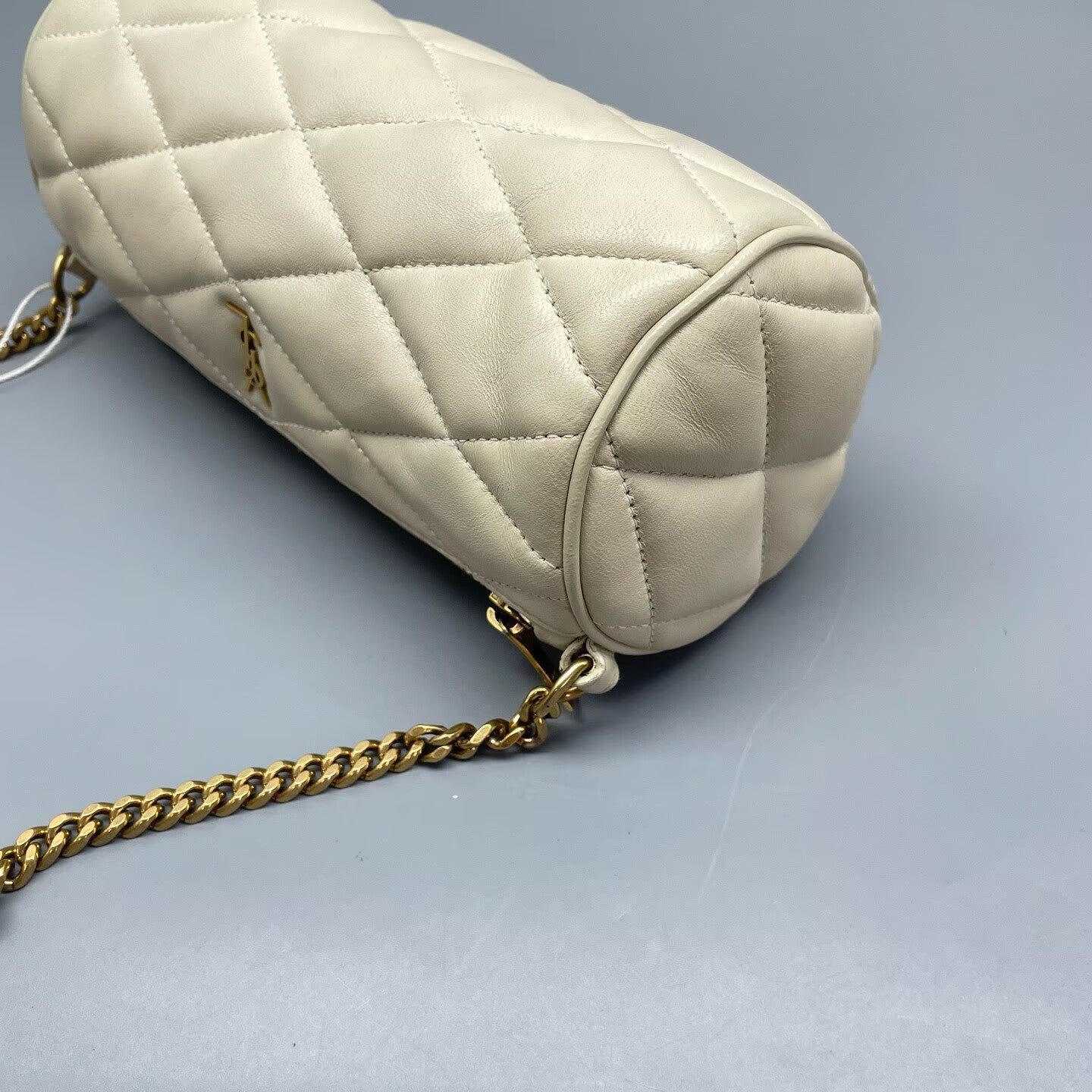 Saint Laurent - Barrel Bag - Quilted leather - White with Gold-Tone Hardware - (mini)