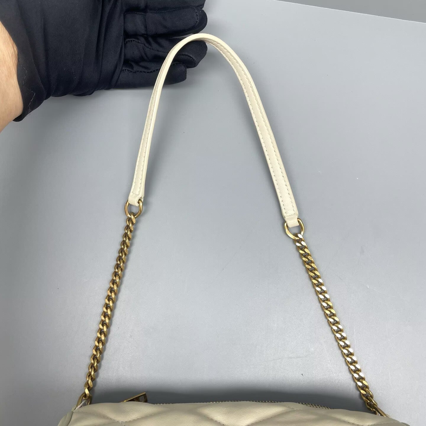 Saint Laurent - Barrel Bag - Quilted leather - White with Gold-Tone Hardware - (mini)