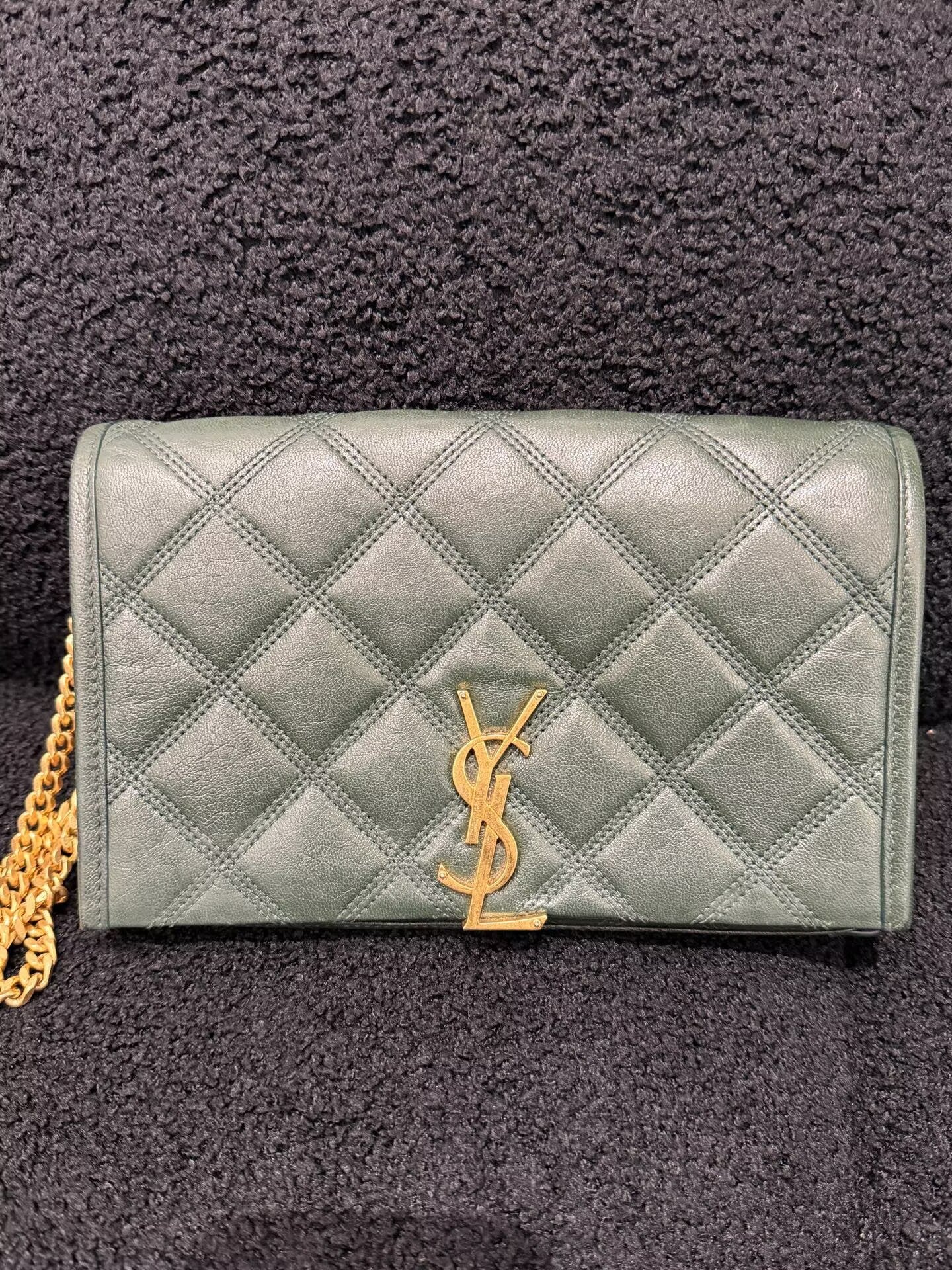 Saint Laurent - Becky - Leather - Dark Green with Gold-Tone Hardware - (Medium)