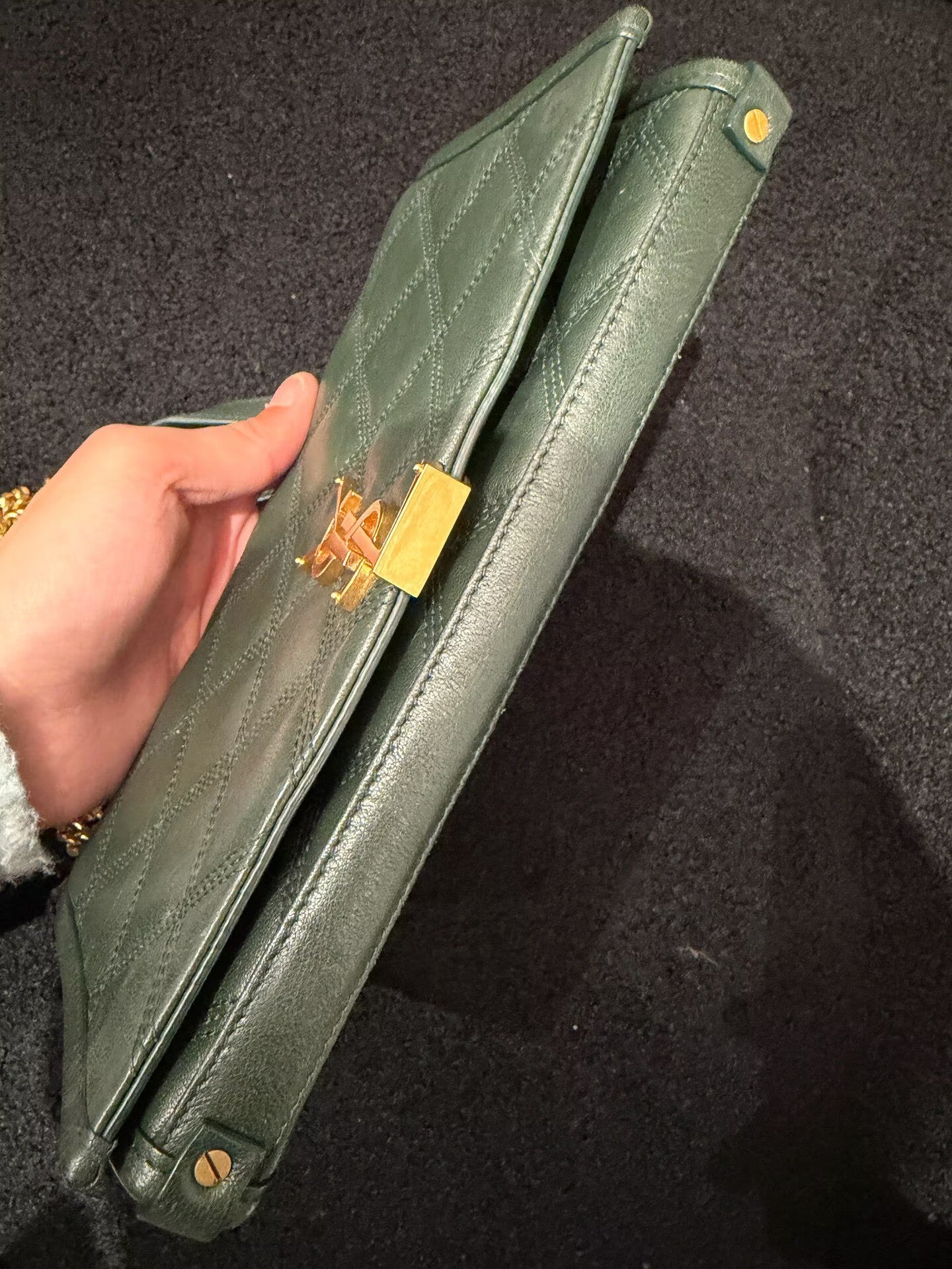 Saint Laurent - Becky - Leather - Dark Green with Gold-Tone Hardware - (Medium)