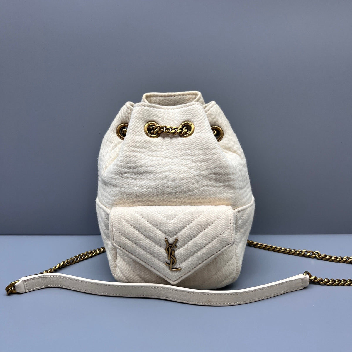 Saint Laurent - Bucket Bag - Cotton - White - (mini)
