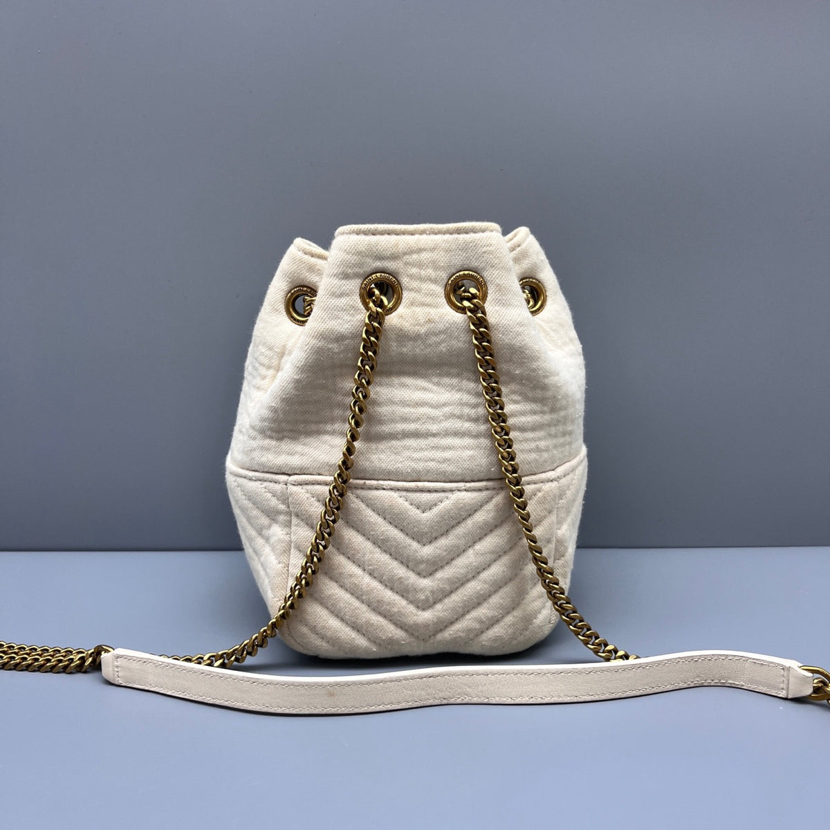Saint Laurent - Bucket Bag - Cotton - White - (mini)