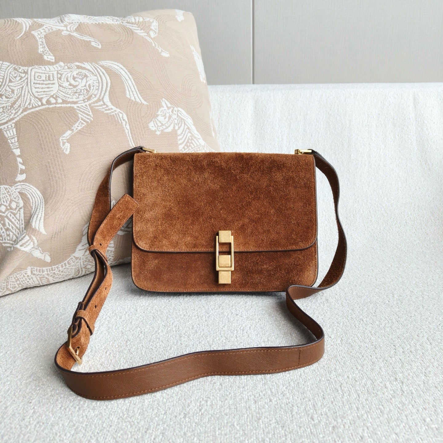 Saint Laurent - CarreBox - Suede - Brown - (medium)