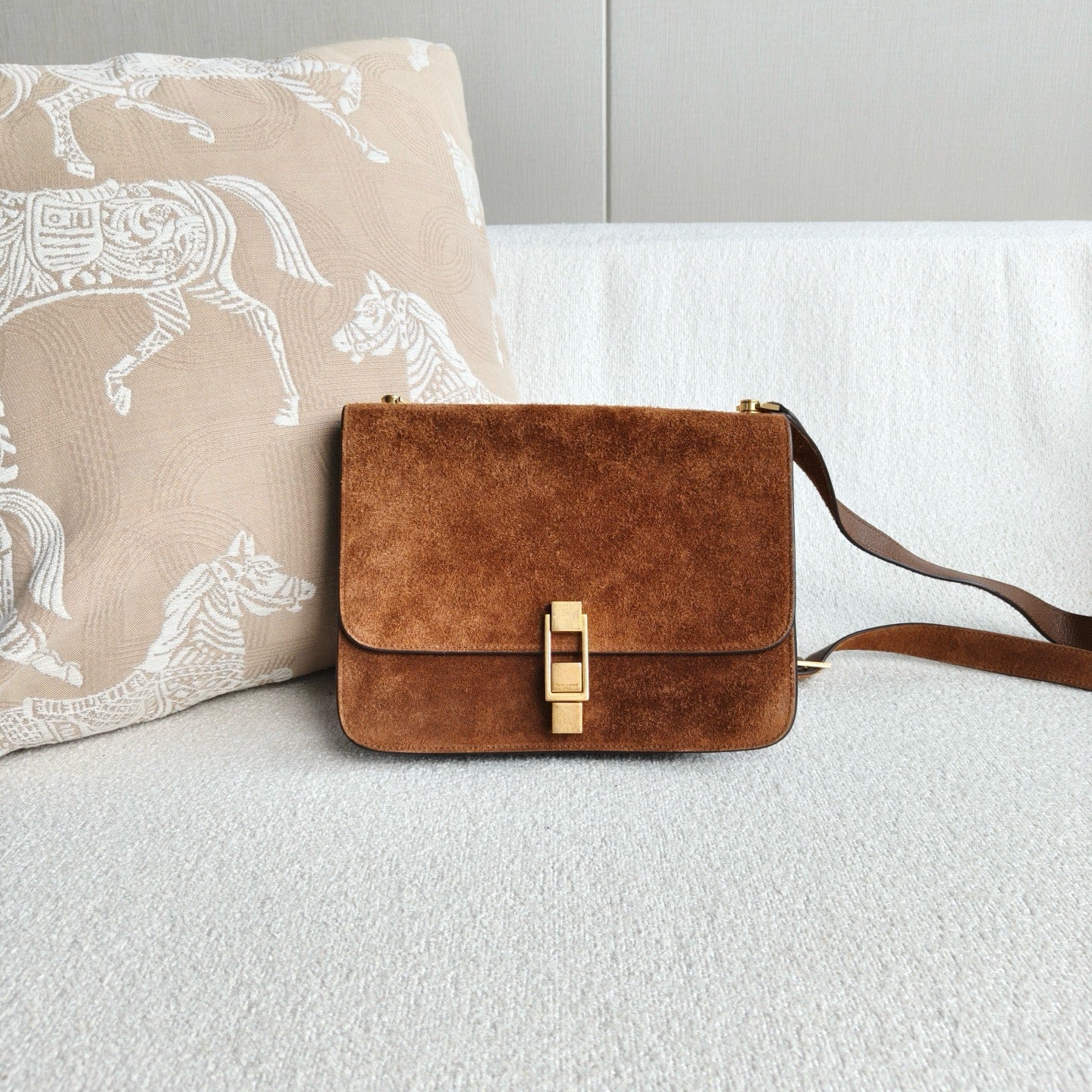 Saint Laurent - CarreBox - Suede - Brown - (medium)