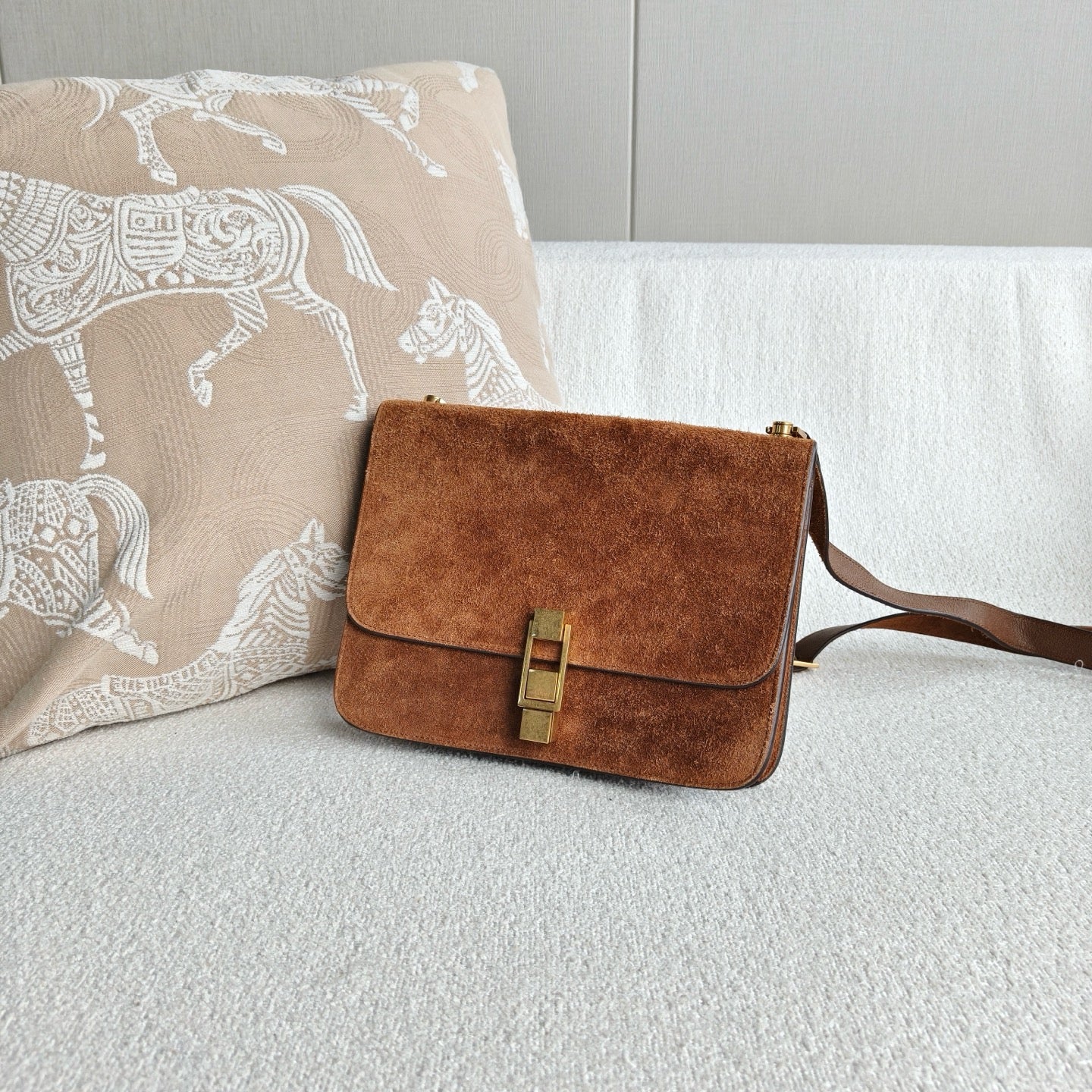 Saint Laurent - CarreBox - Suede - Brown - (medium)