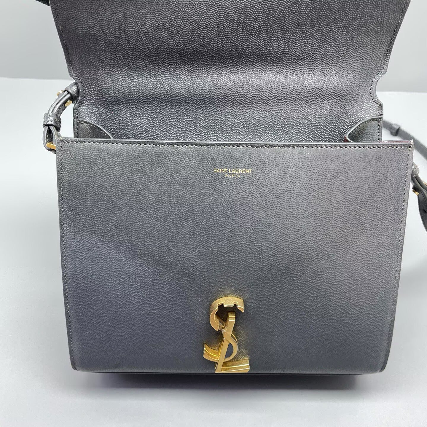 Saint Laurent - Cassandra - Grained calfskin leather - Grey - (Medium)