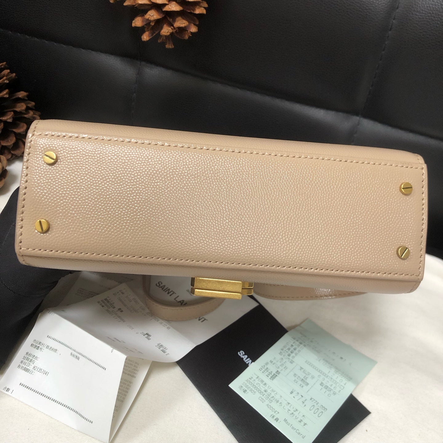 Saint Laurent - Cassandra - Leather - Beige - (small)