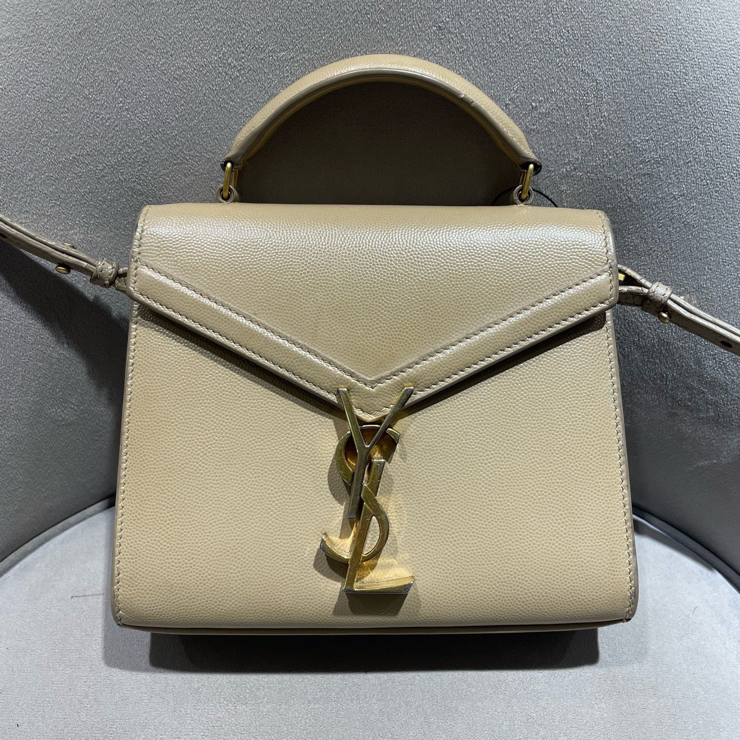 Saint Laurent - Cassandra Mini Top Handle Bag - Leather - Beige - (mini)