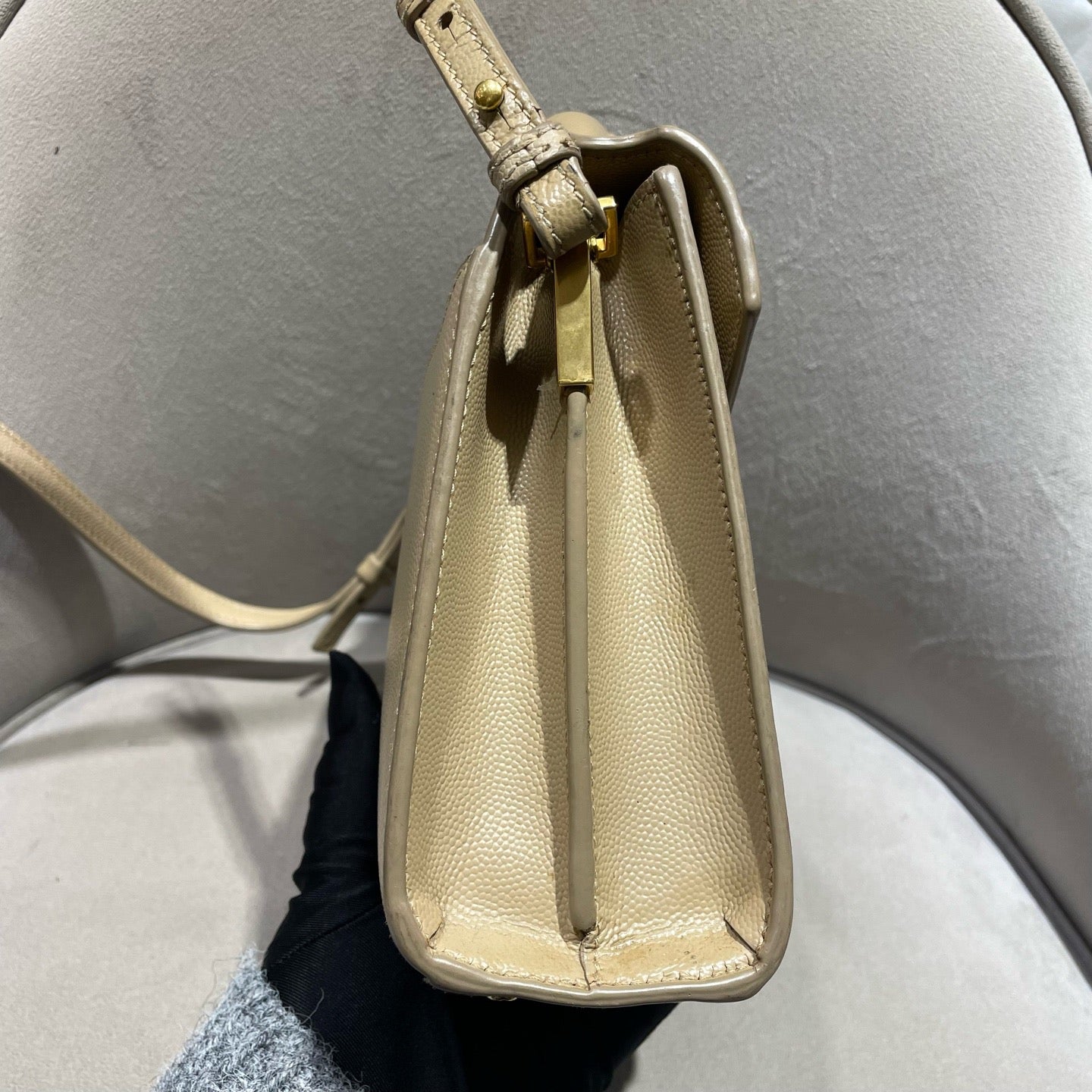 Saint Laurent - Cassandra Mini Top Handle Bag - Leather - Beige - (mini)