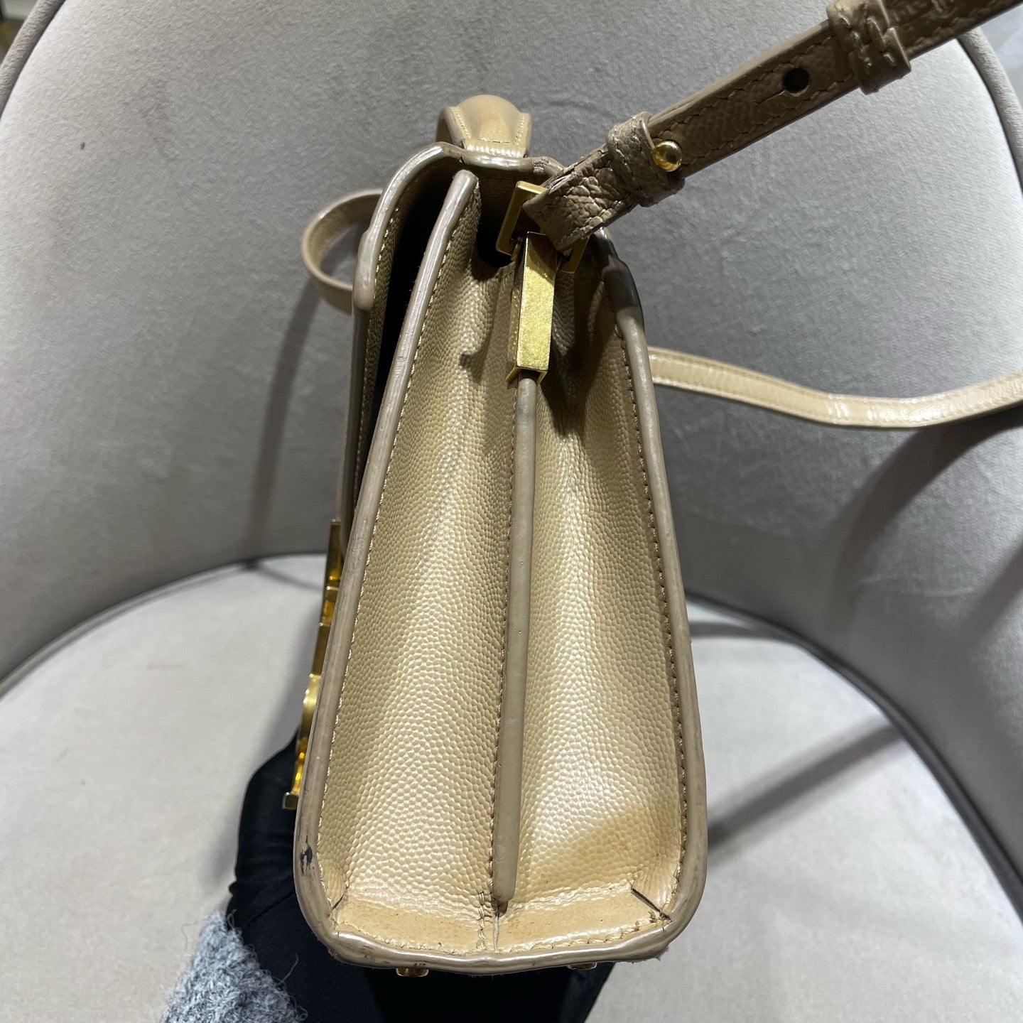 Saint Laurent - Cassandra Mini Top Handle Bag - Leather - Beige - (mini)