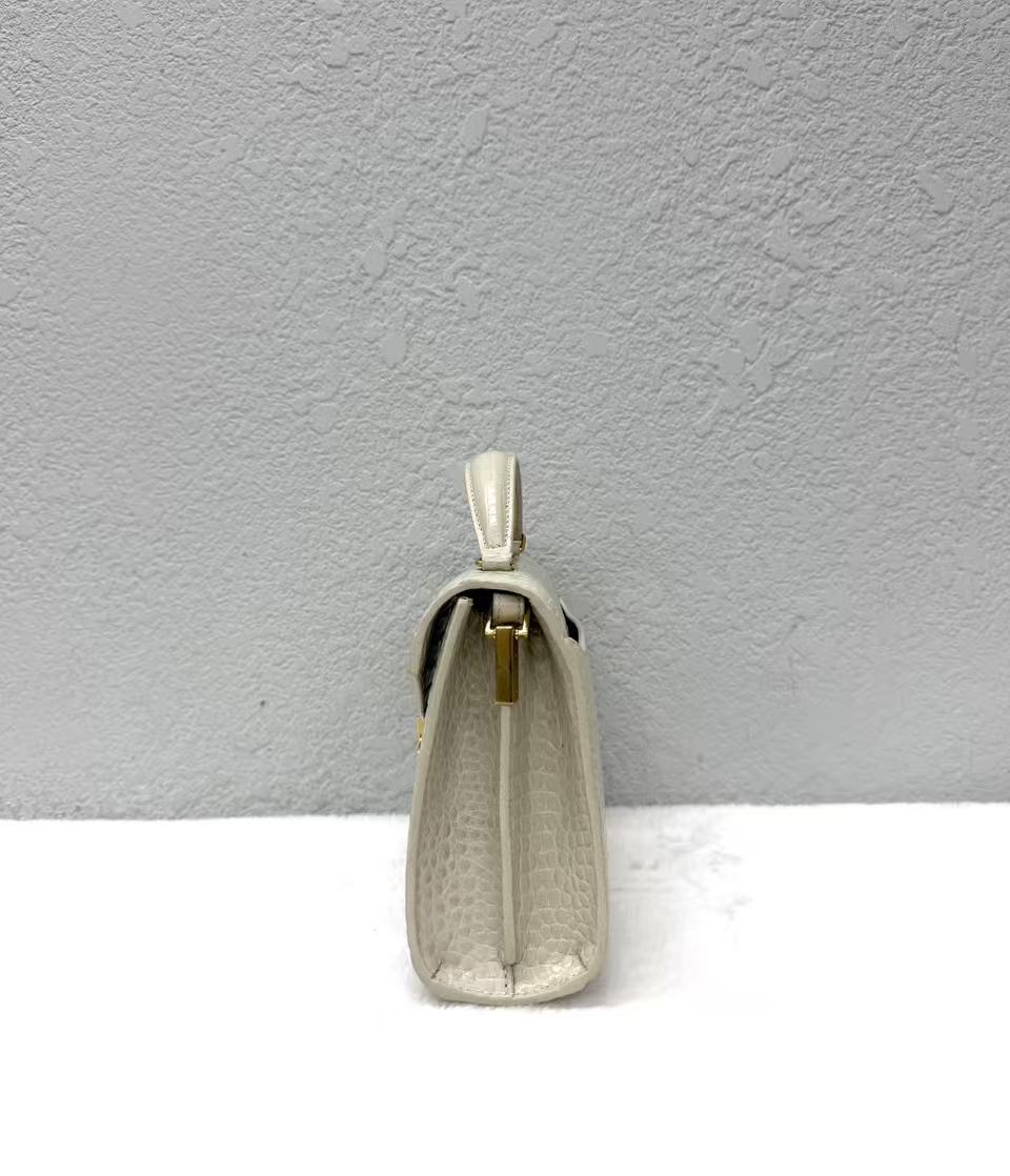Saint Laurent - Cassandra Top Handle Envelope Bag - Crocodile embossed leather - White - (mini)