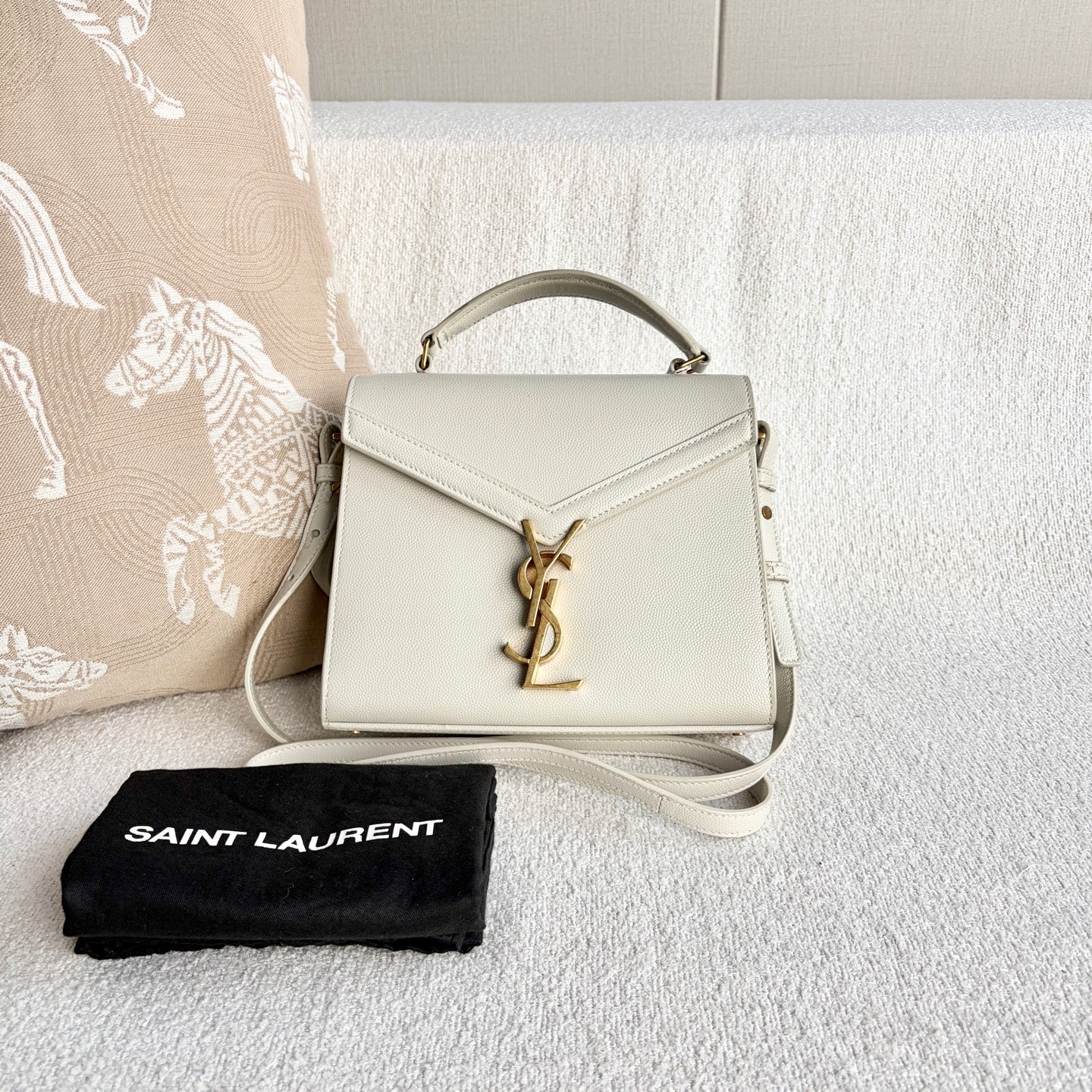Saint Laurent - Cassandra Top Handle - Grained leather - White - (small)